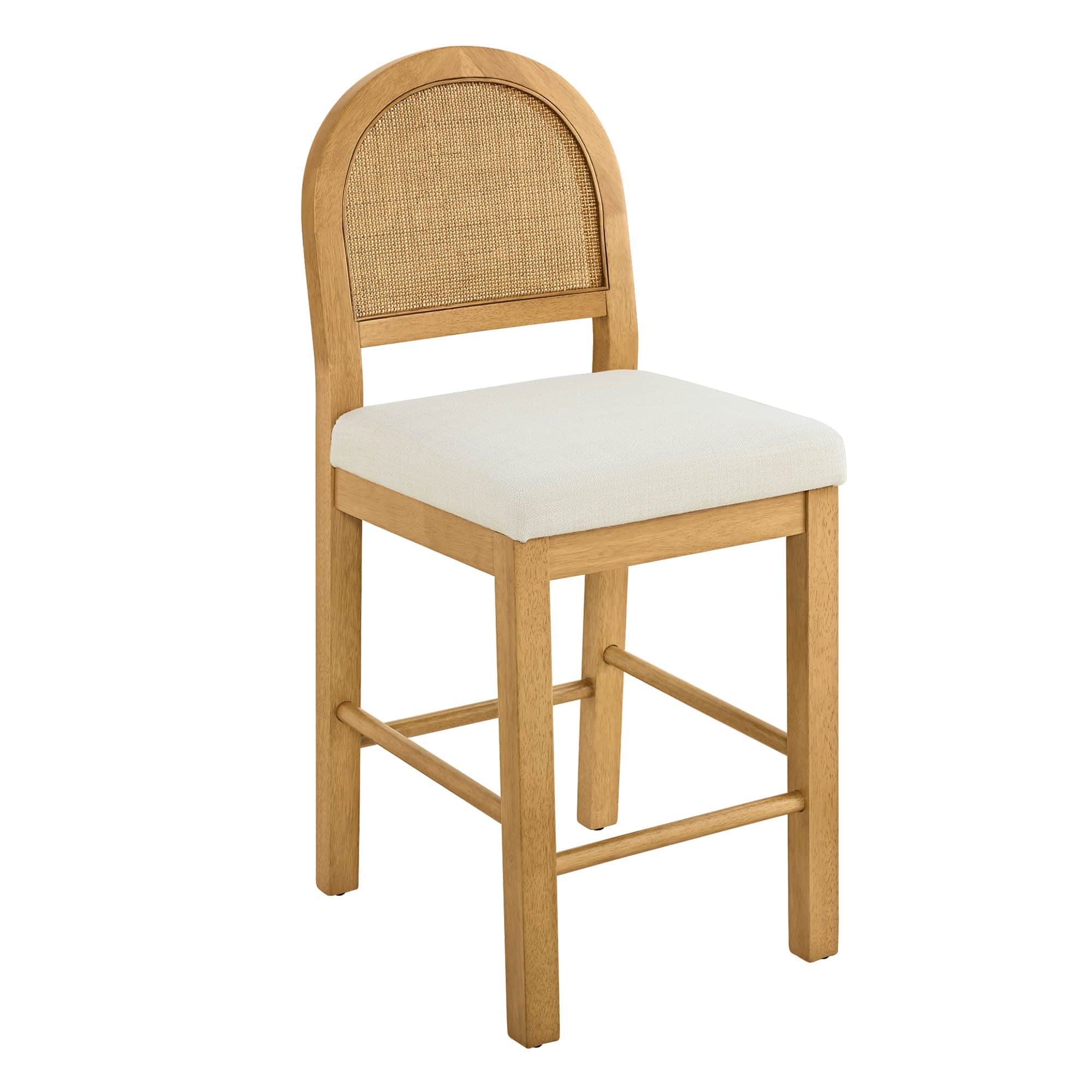 Abigail Rattan Curved Counter Stool with Performance Fabric
