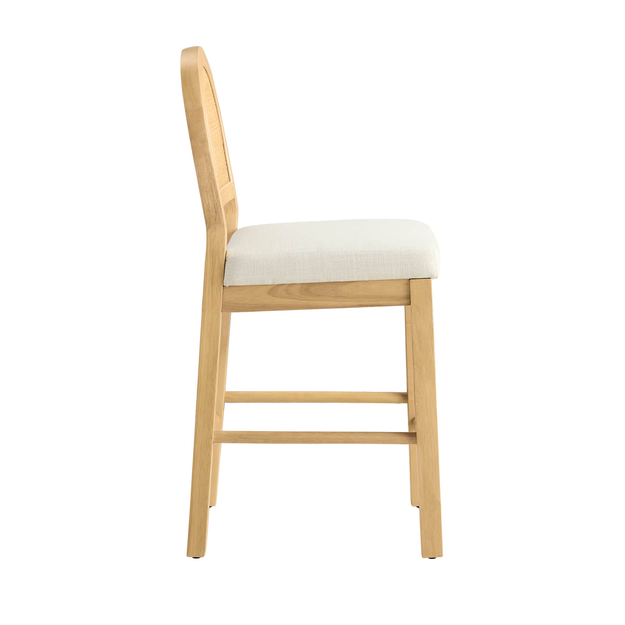 Abigail Rattan Curved Counter Stool with Performance Fabric