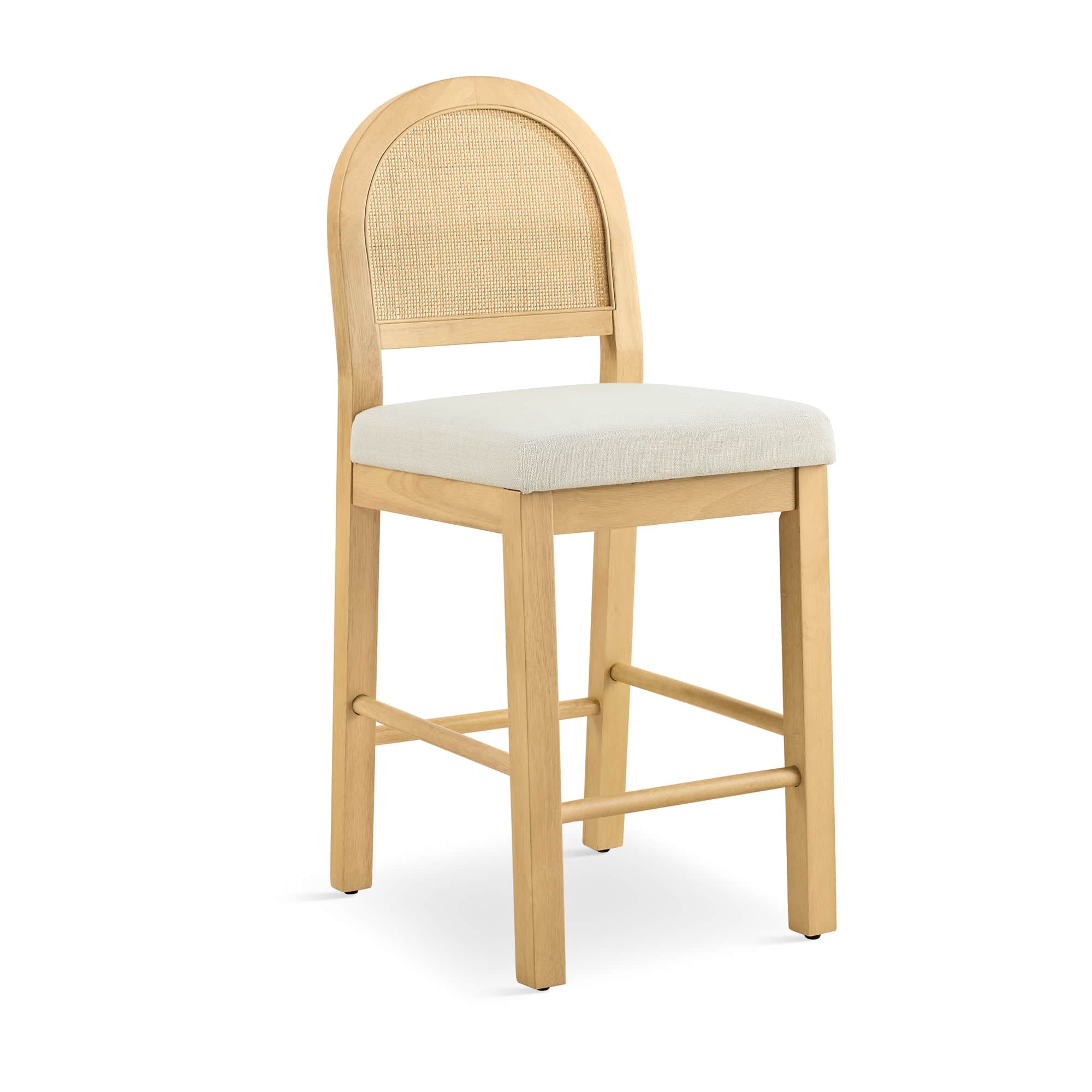 Abigail Rattan Curved Counter Stool with Performance Fabric