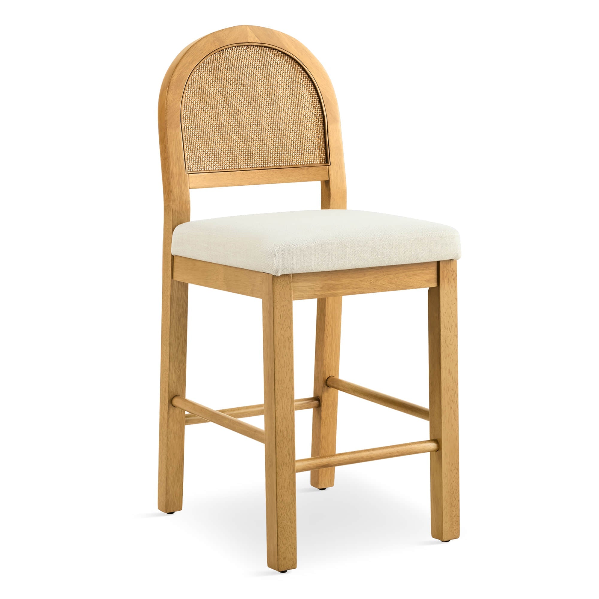 Abigail Rattan Curved Counter Stool with Performance Fabric
