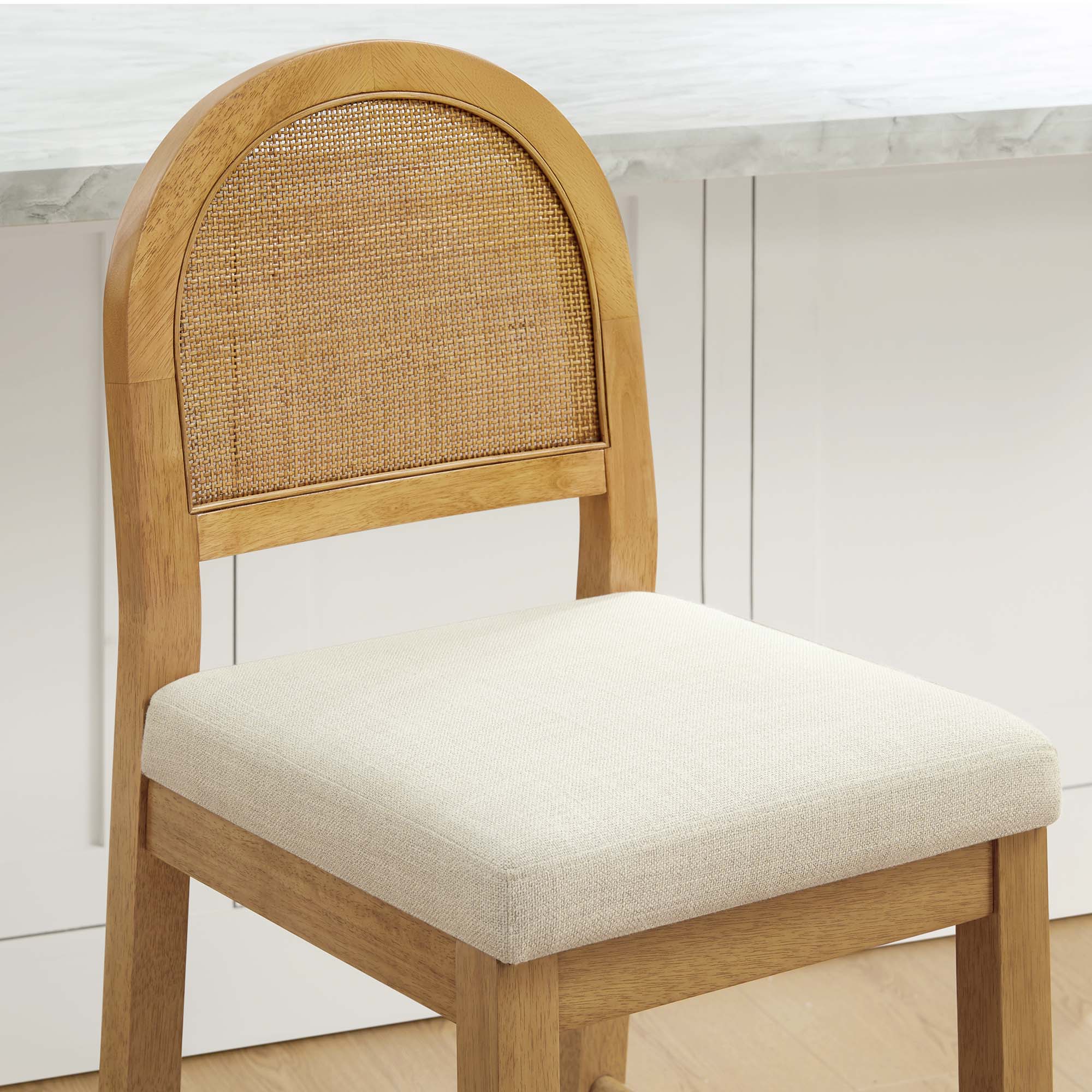 Abigail Rattan Curved Counter Stool with Performance Fabric