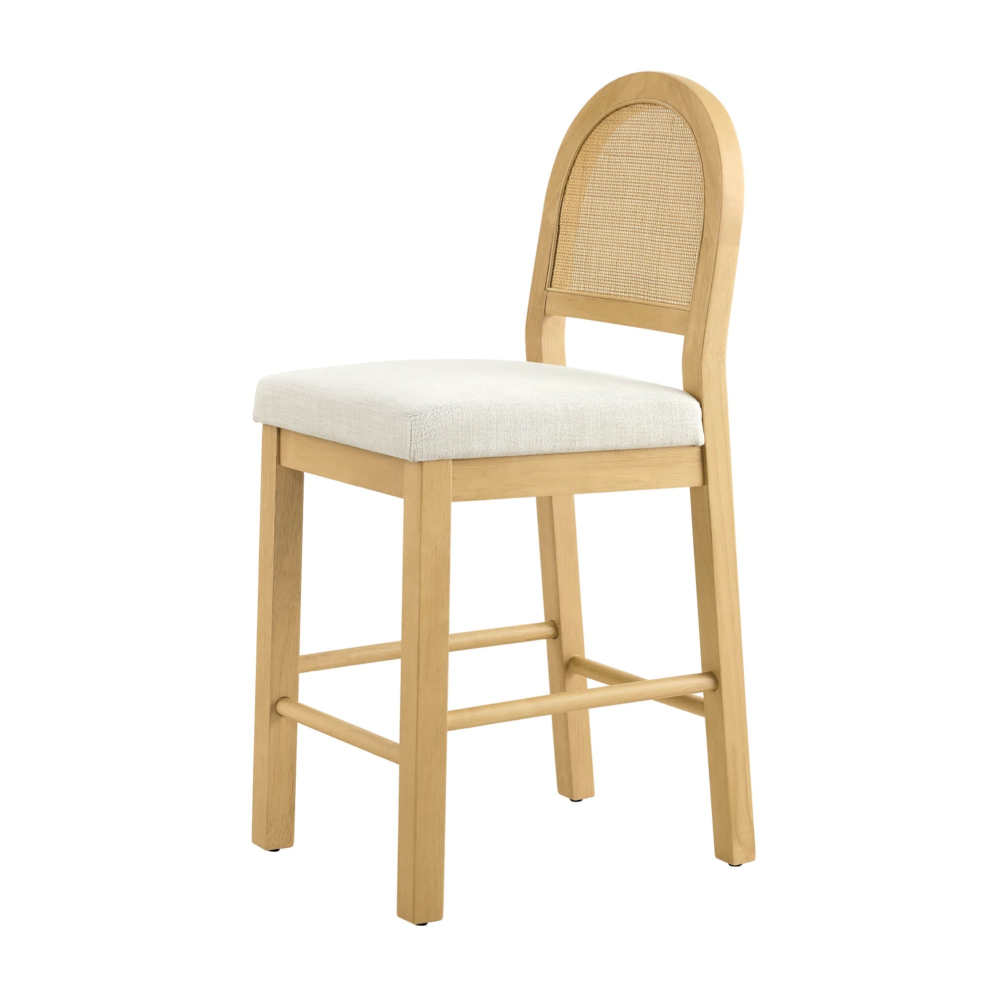 Abigail Rattan Curved Counter Stool with Performance Fabric