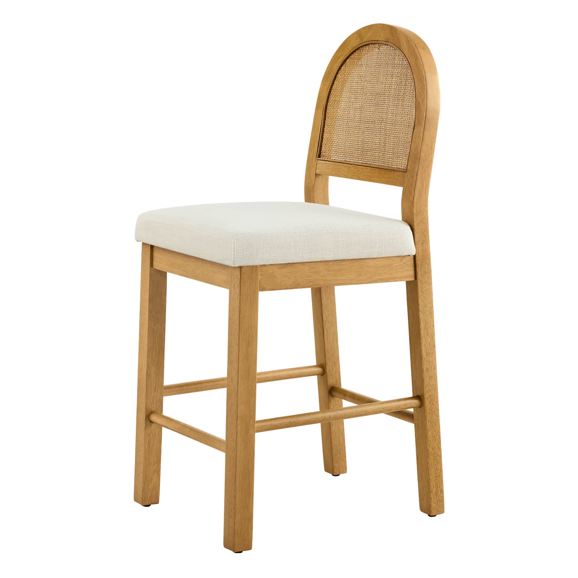 Abigail Rattan Curved Counter Stool with Performance Fabric