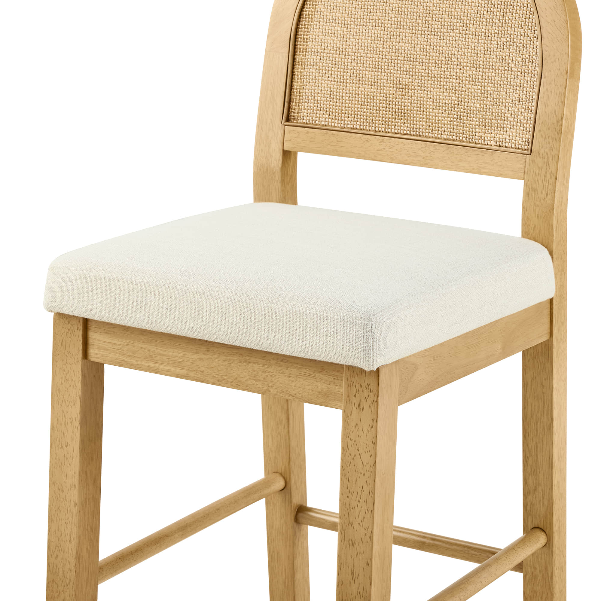 Abigail Rattan Curved Counter Stool with Performance Fabric