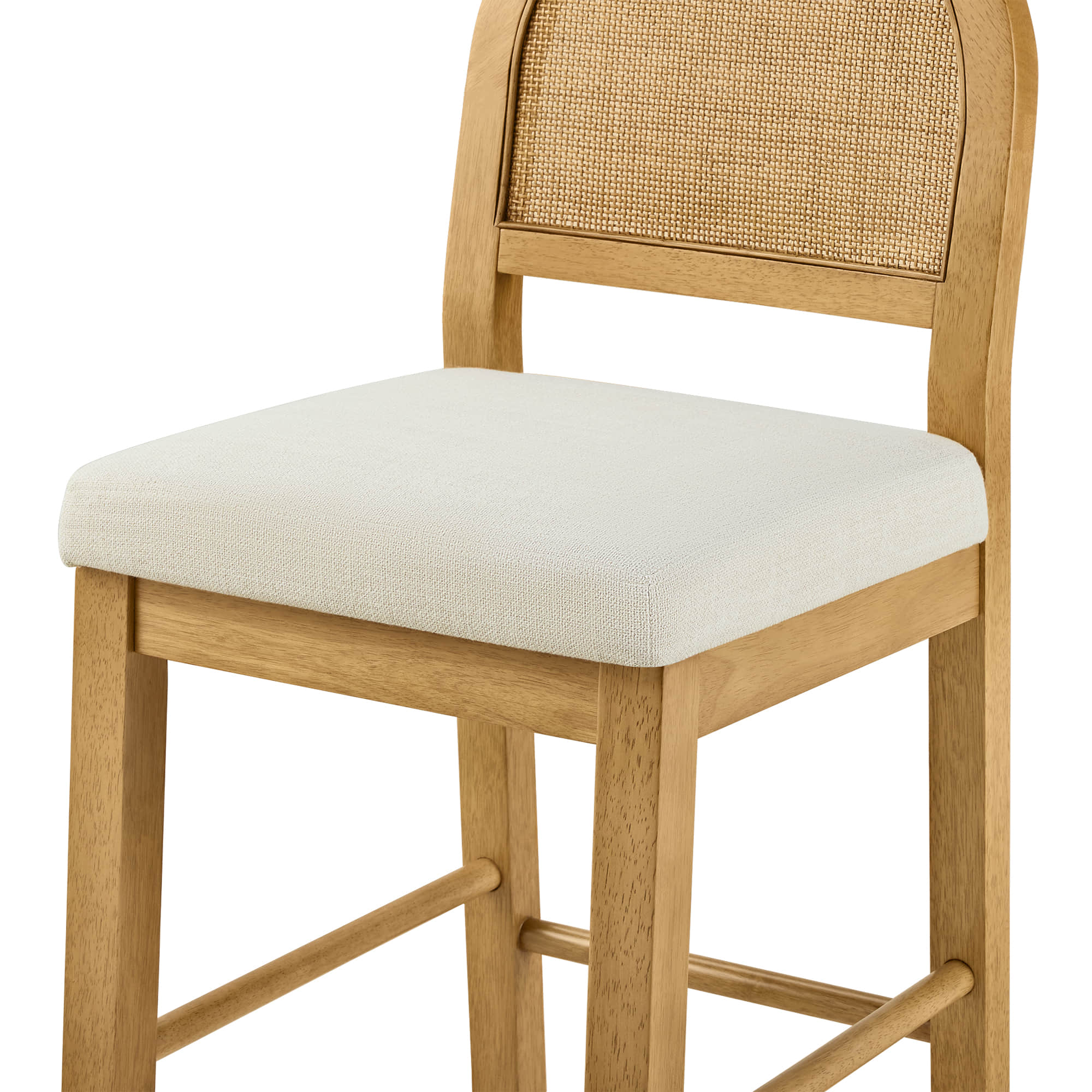 Abigail Rattan Curved Counter Stool with Performance Fabric
