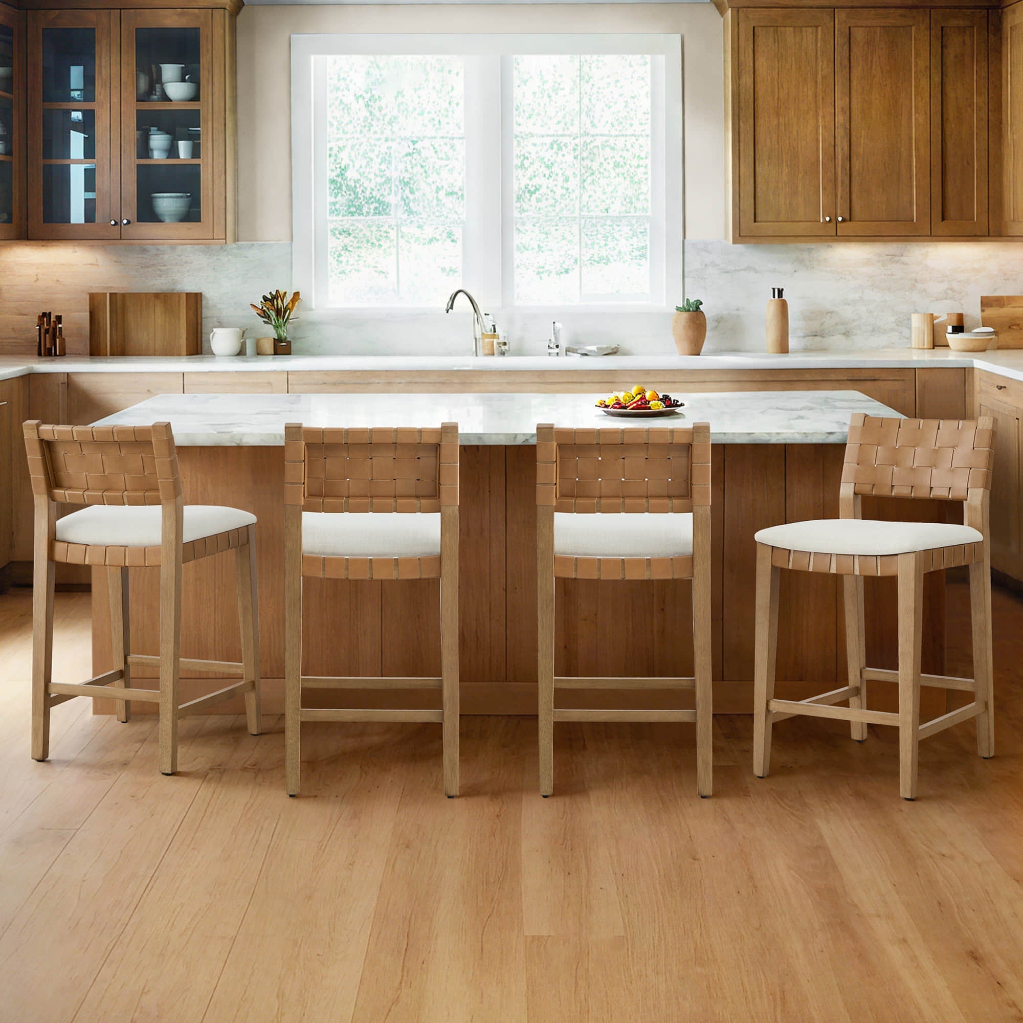 Aries Mid-century Modern Handwoven Counter Stool