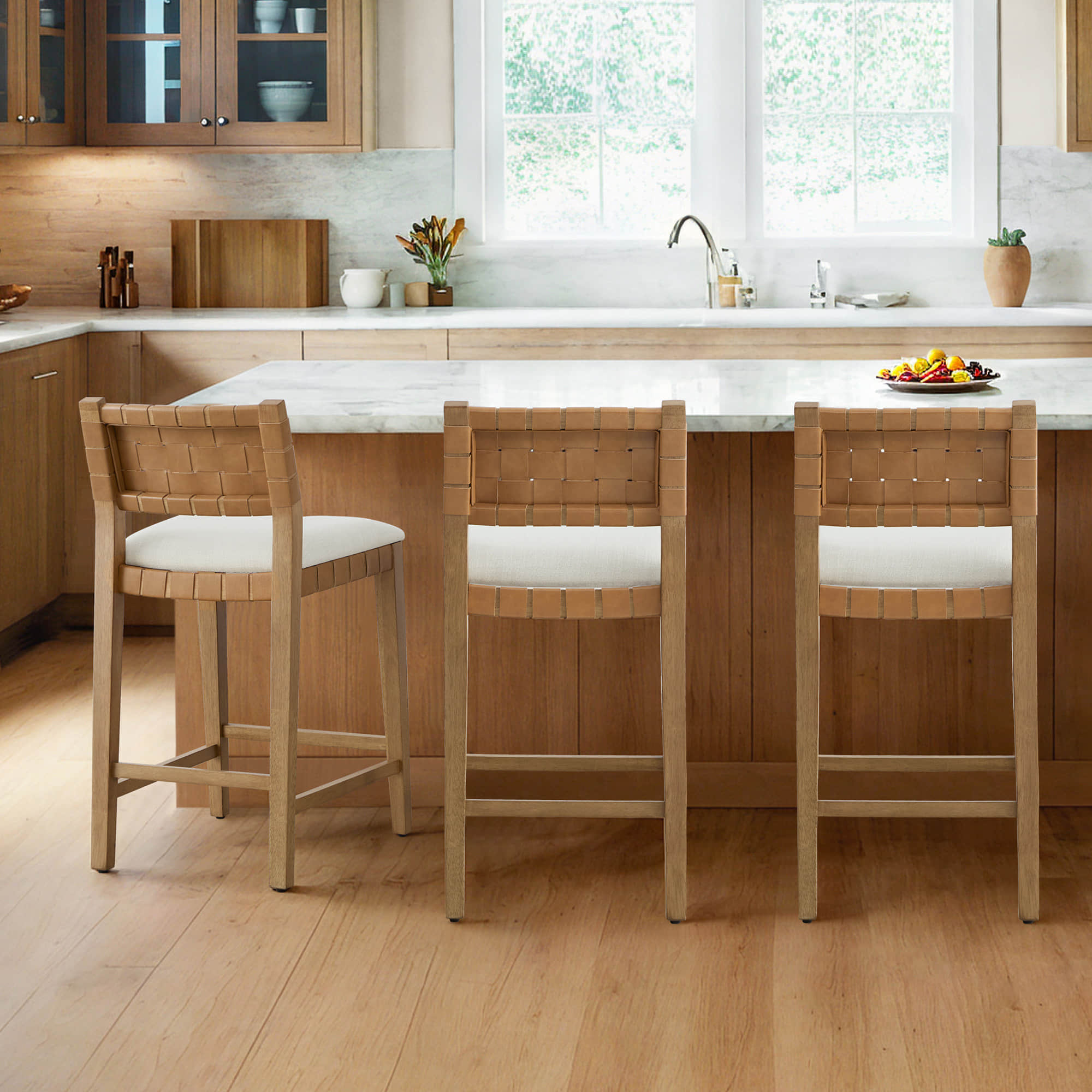 Aries Mid-century Modern Handwoven Counter Stool