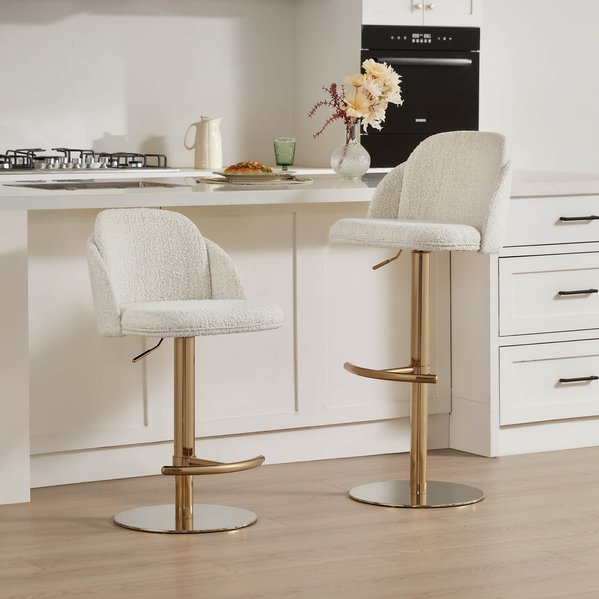 Blythe Upholstered Adjustable Height Swivel Bar & Counter Stools