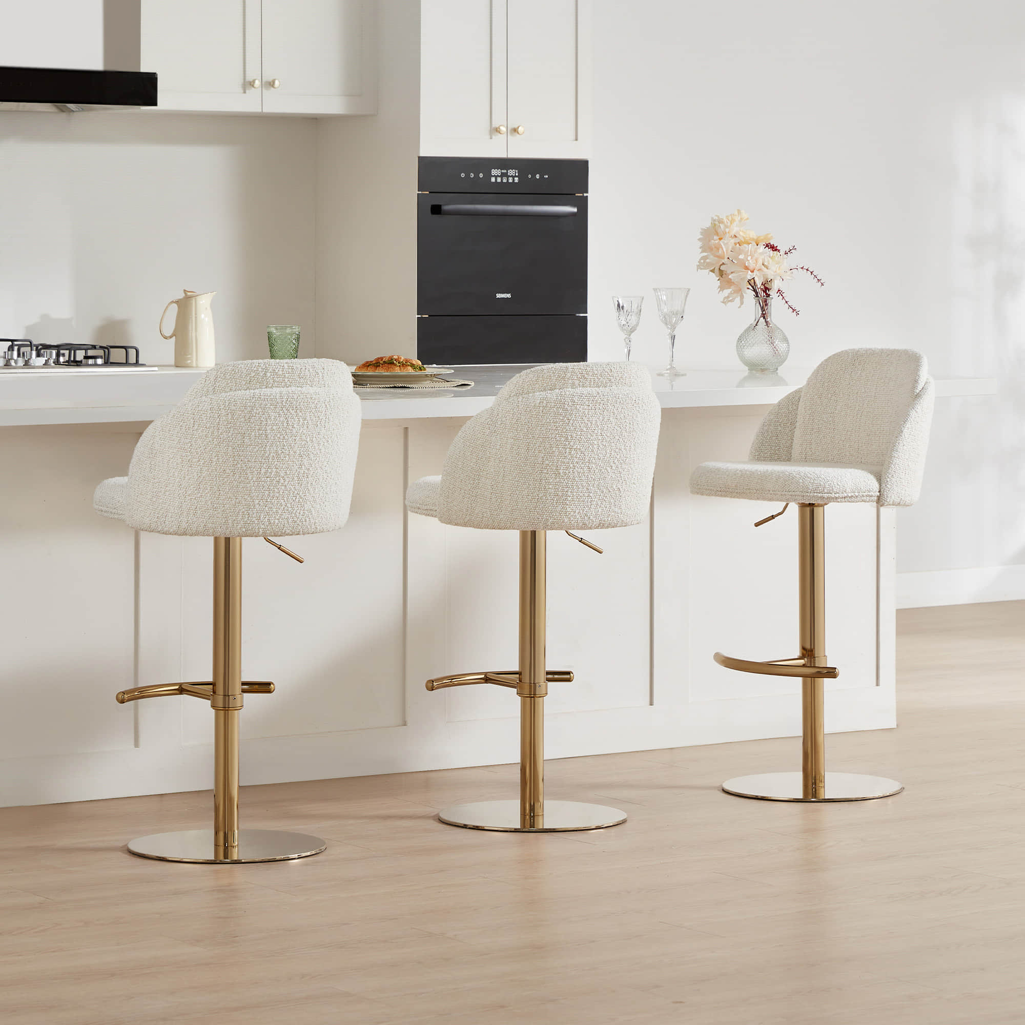 Blythe Upholstered Adjustable Height Swivel Bar & Counter Stools