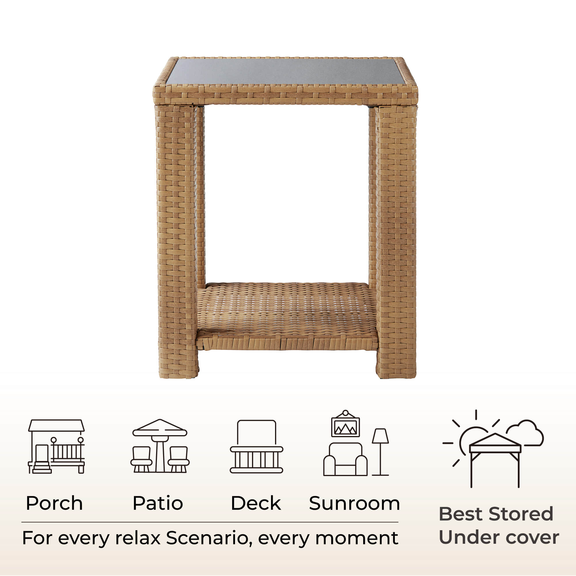 Calum Rattan Outdoor Side Table