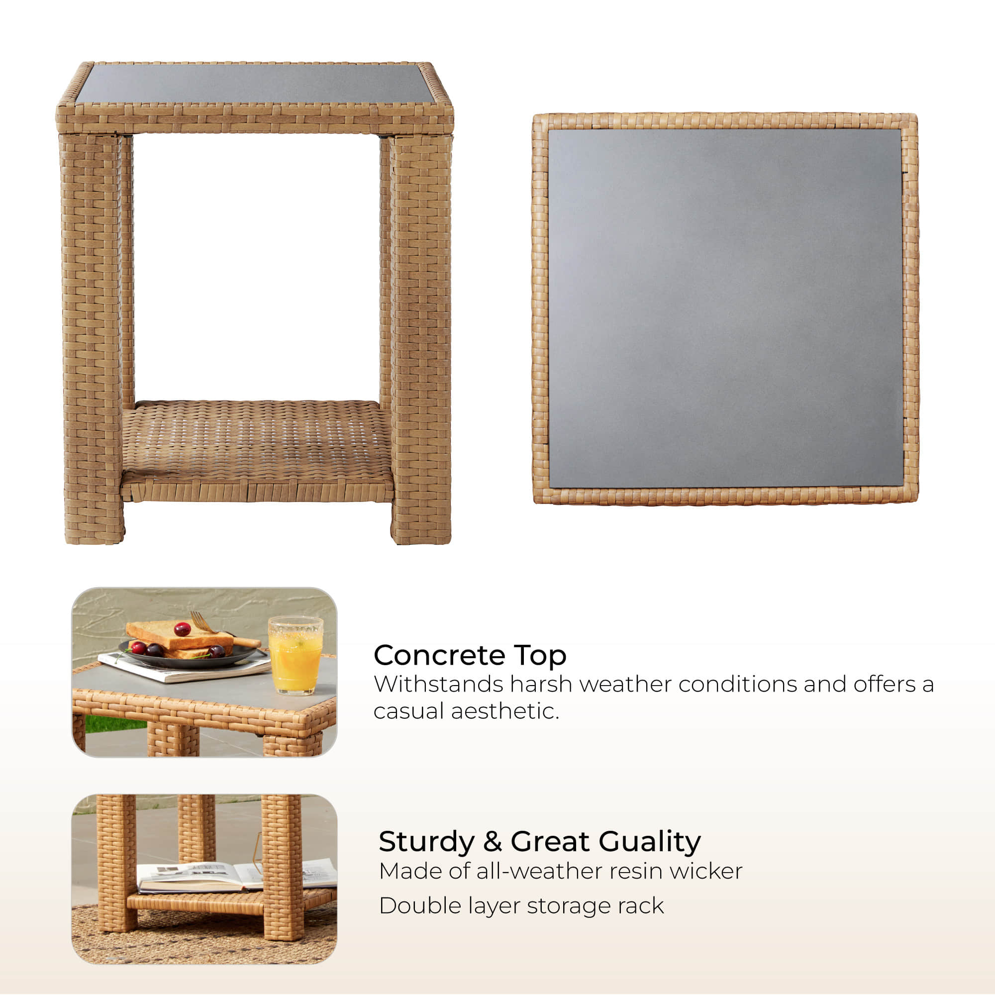 Calum Rattan Outdoor Side Table