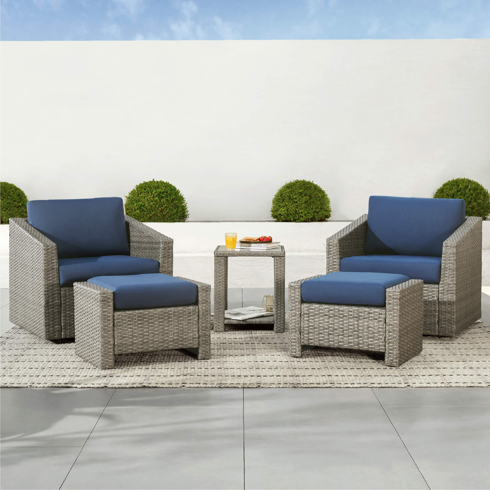 Calum Rattan Outdoor 5-Piece Patio Set