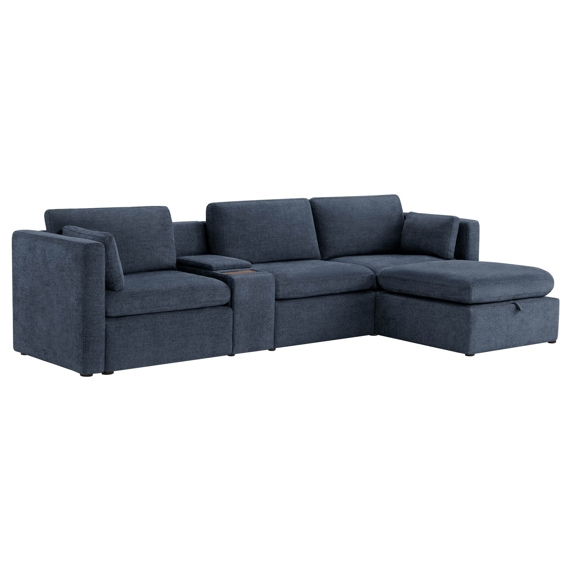 Delaney 4-Seat Modular Sofa Chaise with Storage Ottoman