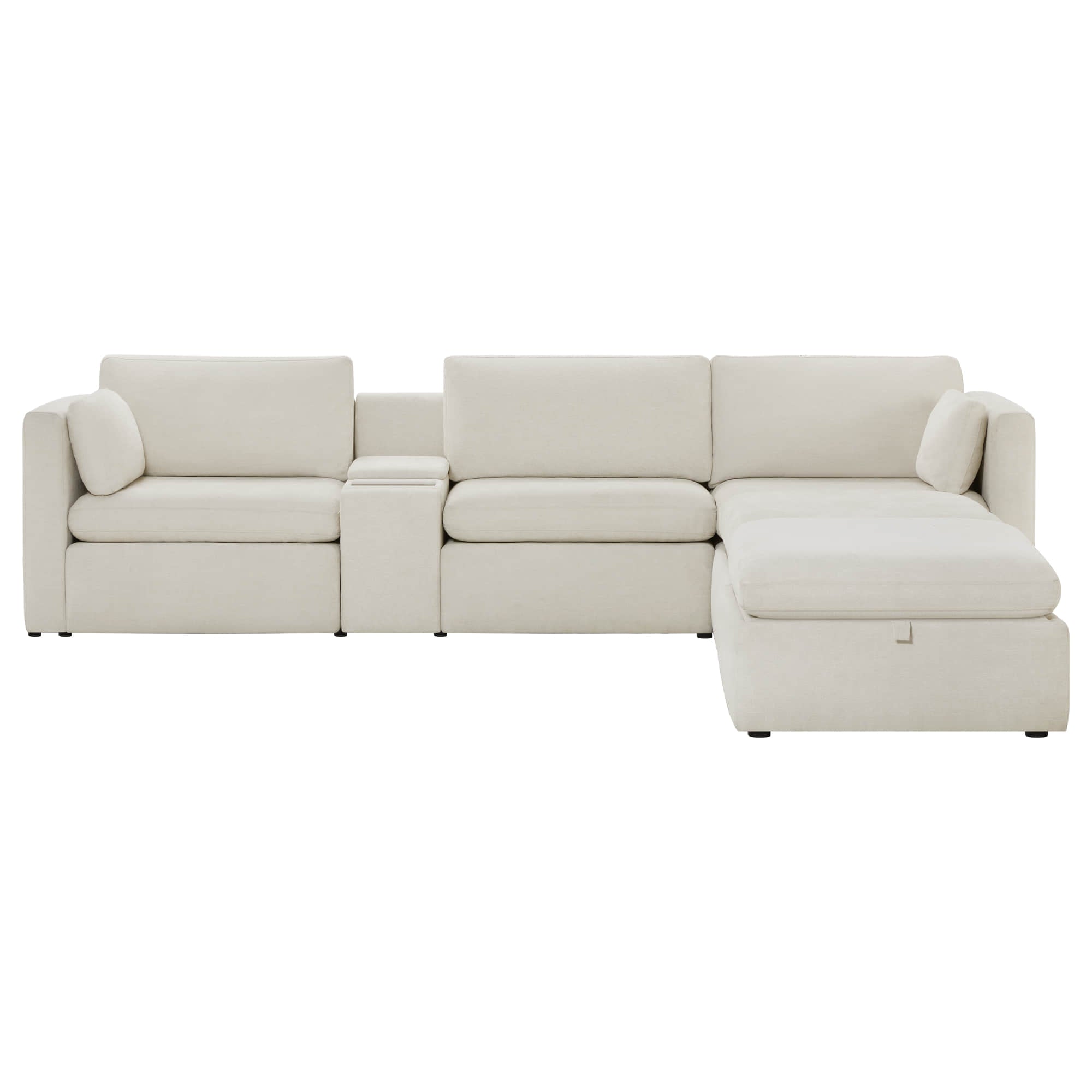 Delaney 5-Seat Modular Sofa Chaise with Storage Ottomans