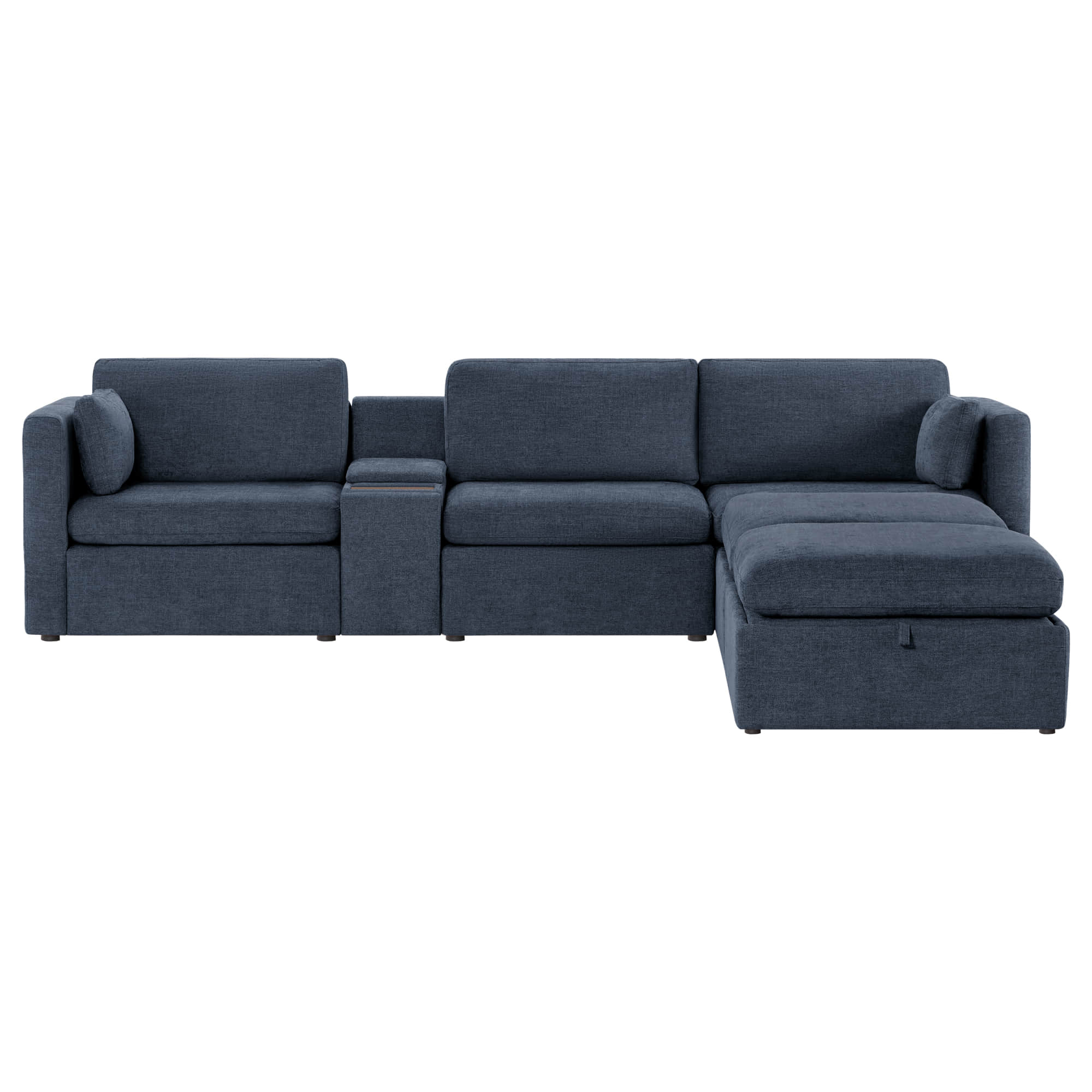 Delaney 5-Seat Modular Sofa Chaise with Storage Ottomans