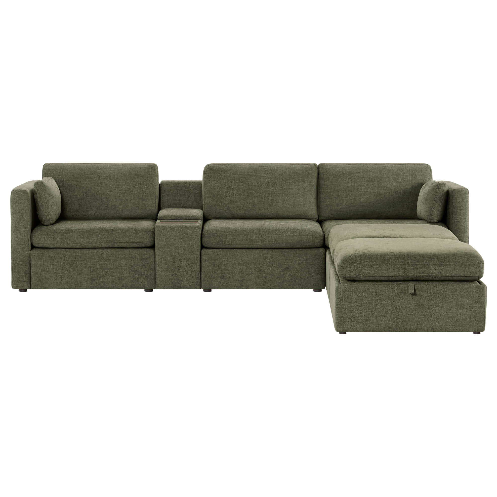 Delaney 5-Seat Modular Sofa Chaise with Storage Ottomans