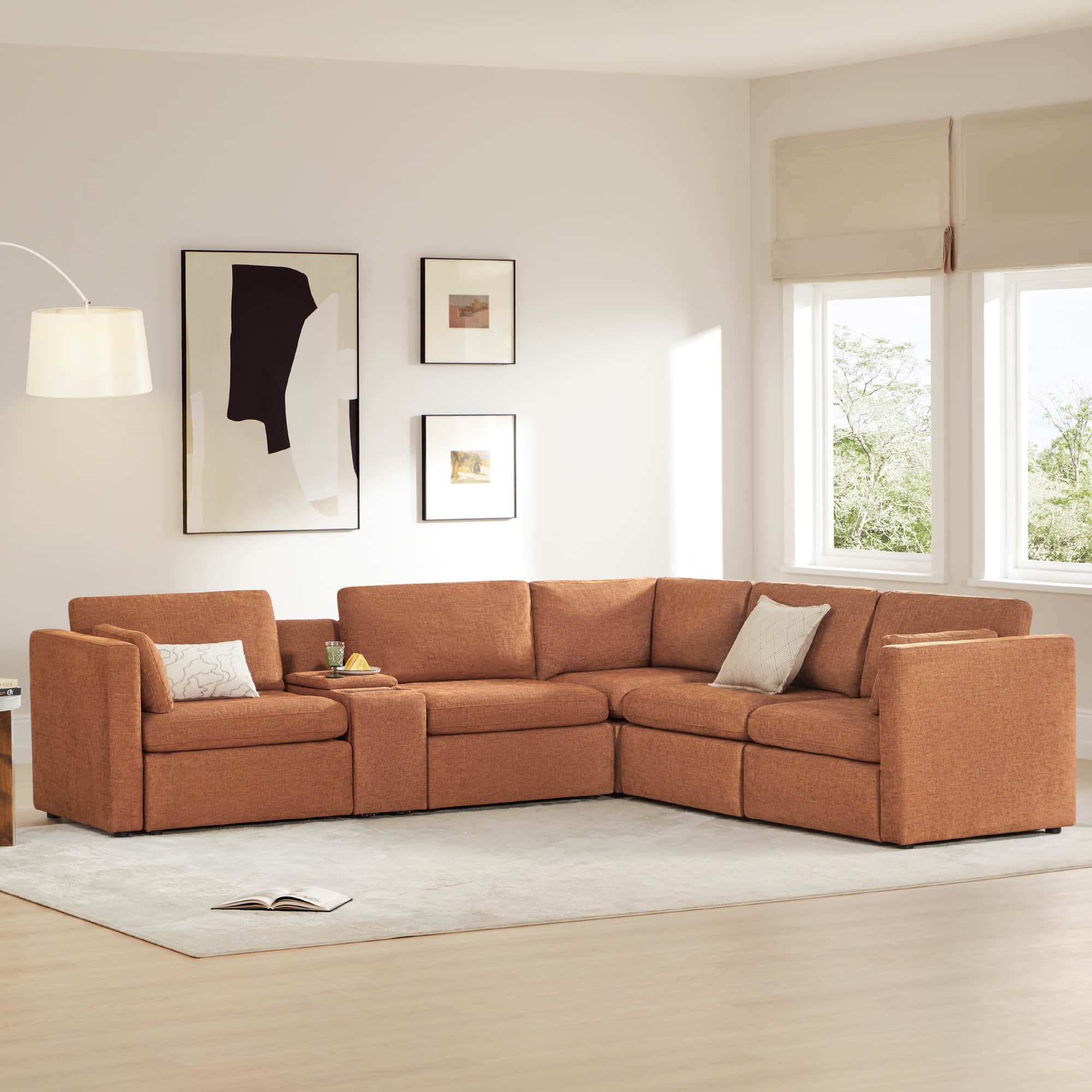 Delaney 5-Seat V Shaped Modular Sofa Chaise