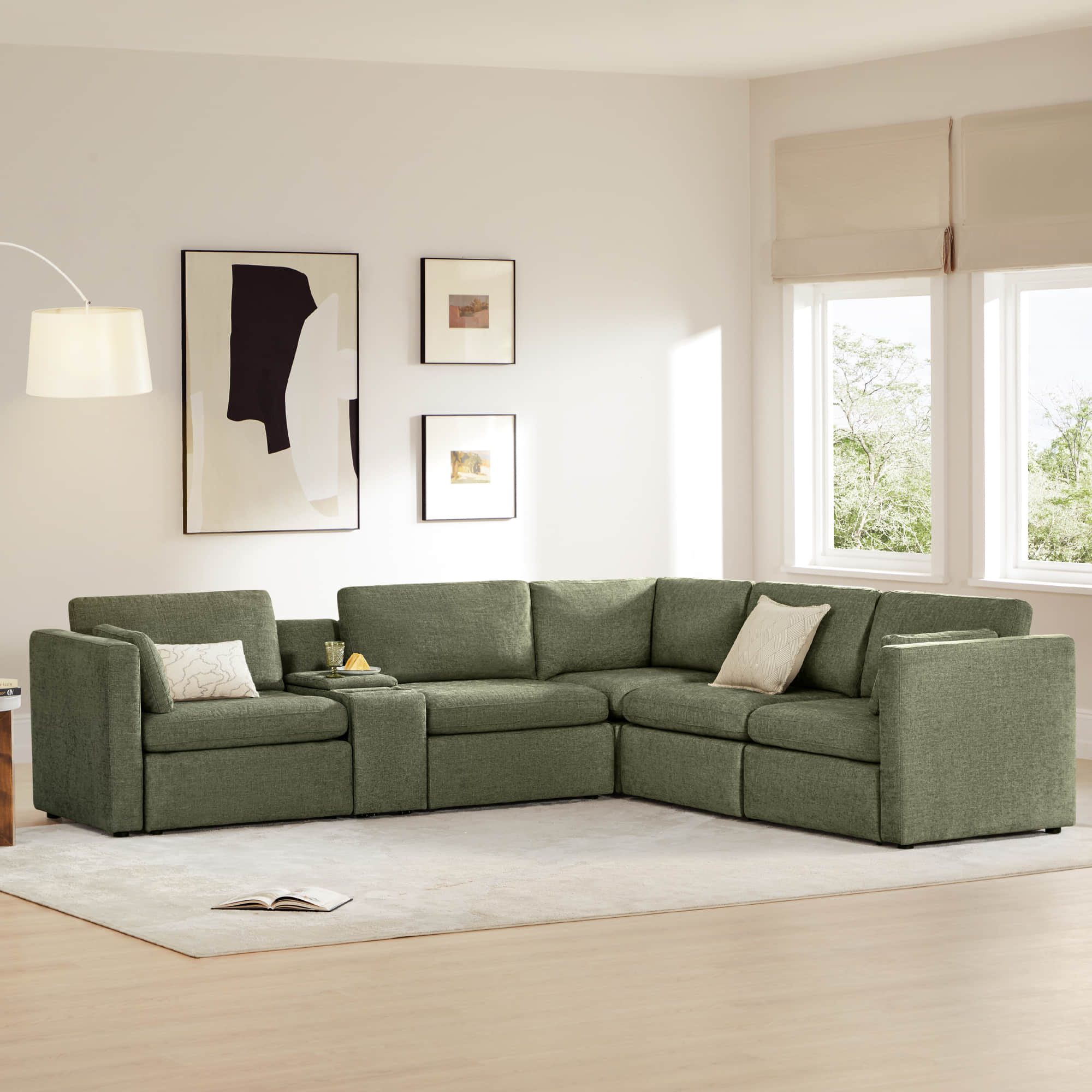 Delaney 5-Seat V Shaped Modular Sofa Chaise