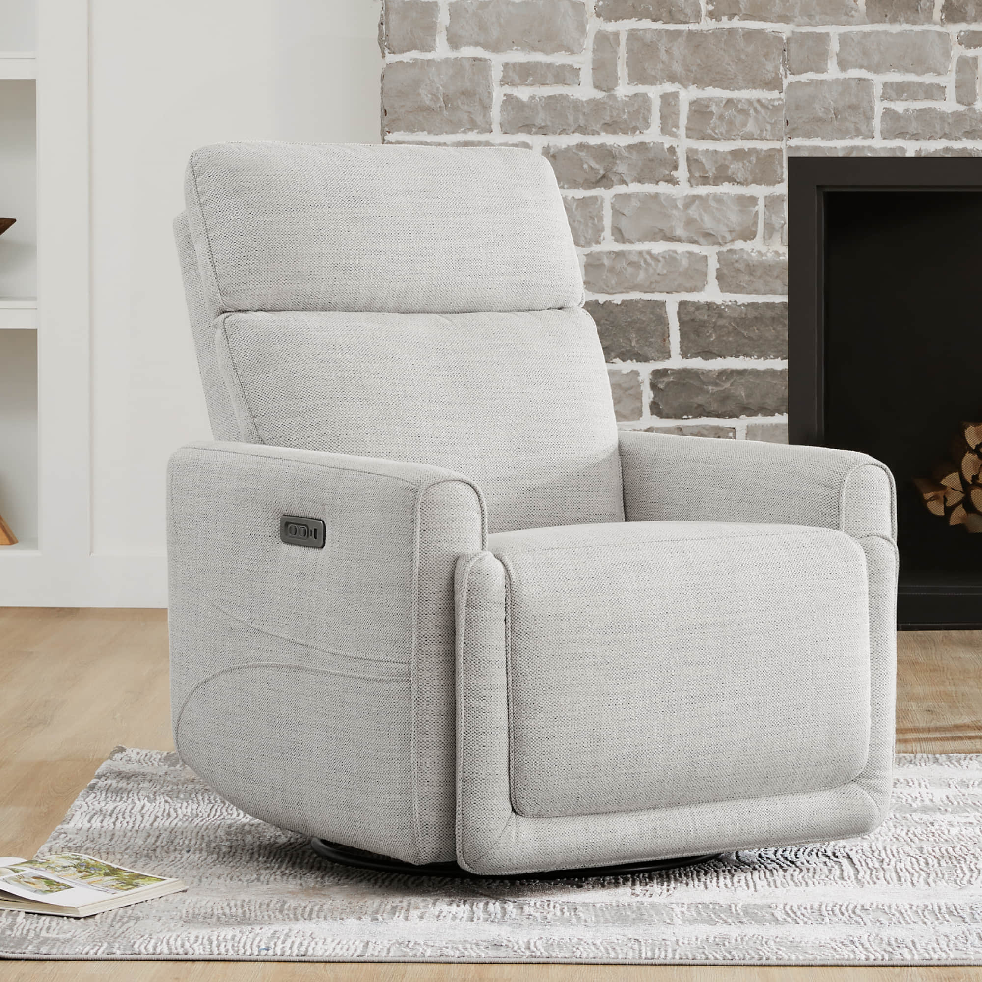 Elysian Power Swivel Nursery Glider Recliner with Adjustable Headrest