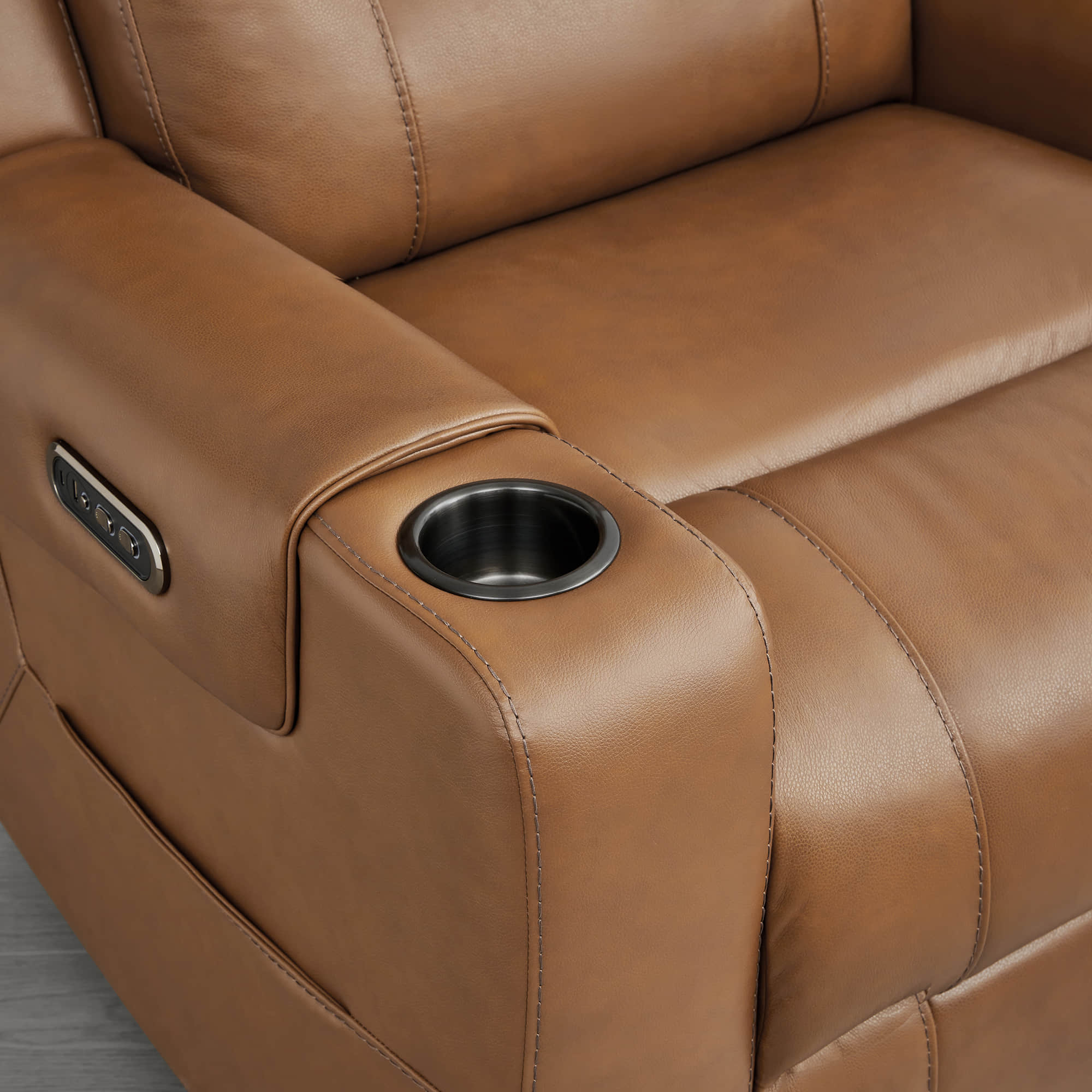 Garrison Genuine Leather Power Lay Flat Recliner with Power Headrest