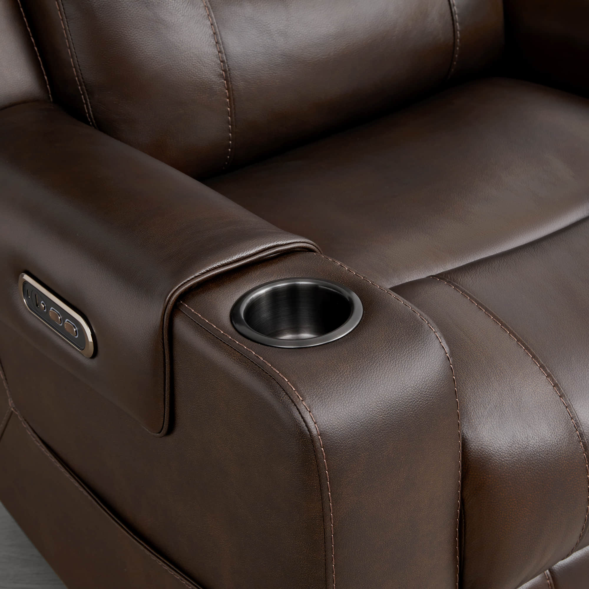Garrison Genuine Leather Power Lay Flat Recliner with Power Headrest
