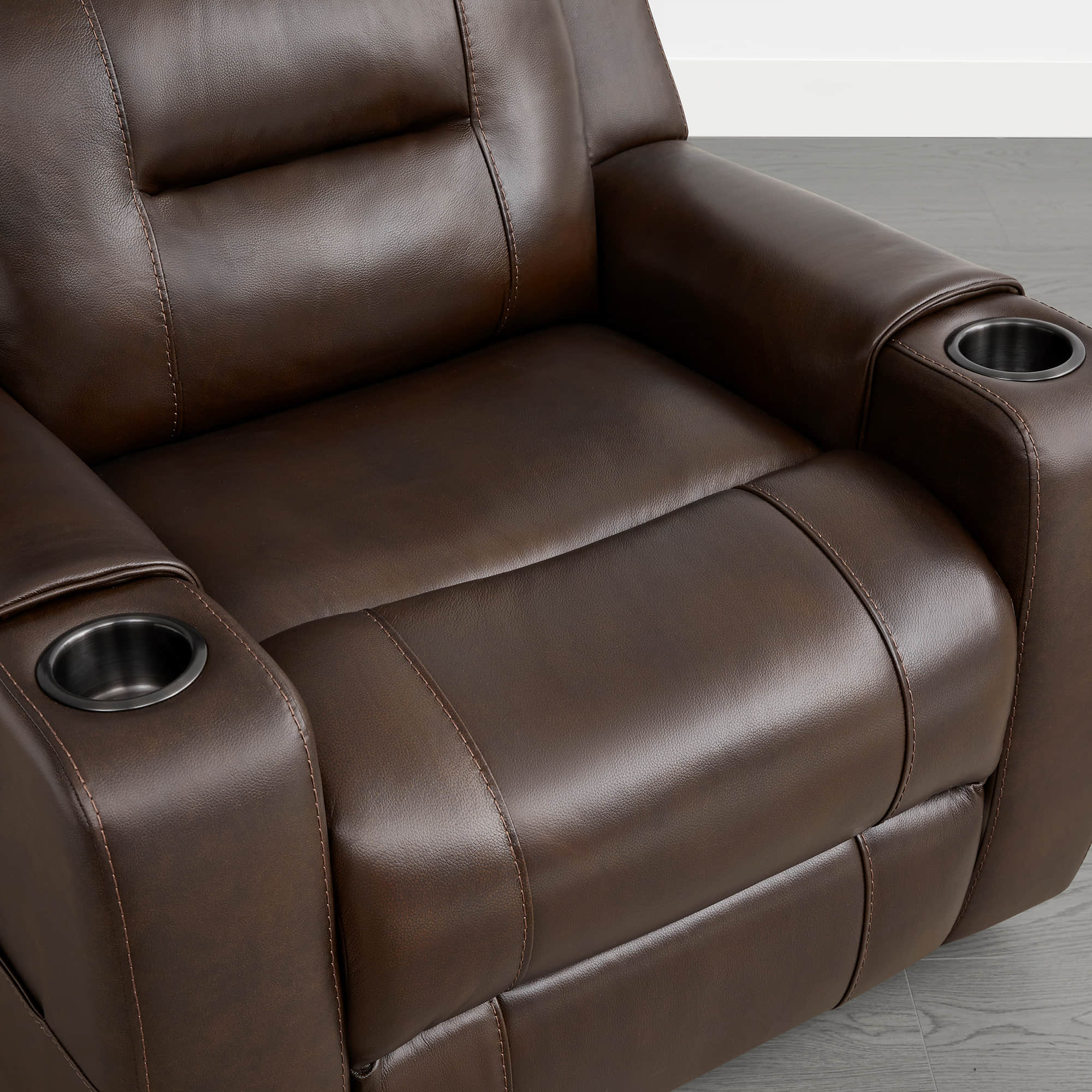 Garrison Genuine Leather Power Lay Flat Recliner with Power Headrest