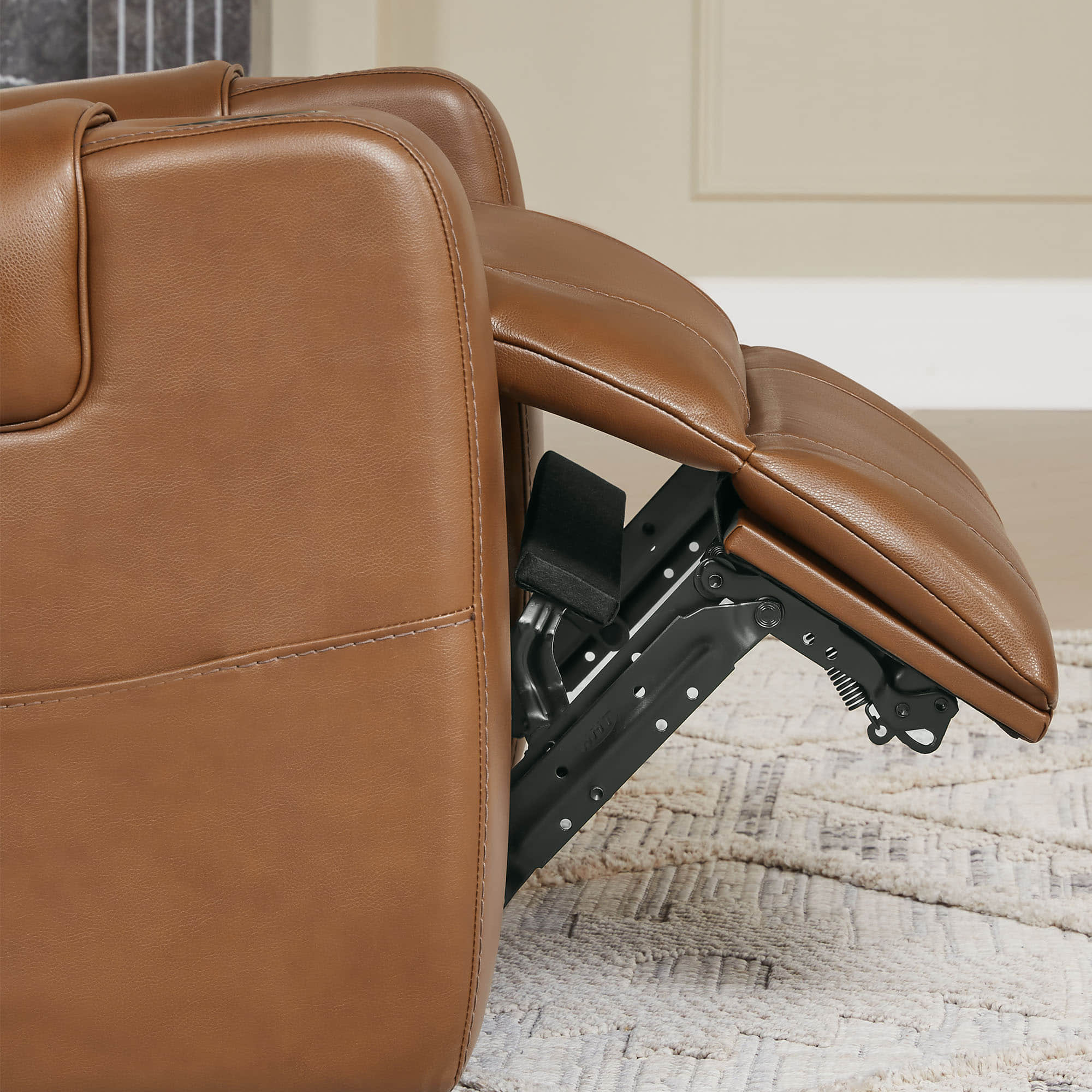Garrison Genuine Leather Power Lay Flat Recliner with Power Headrest