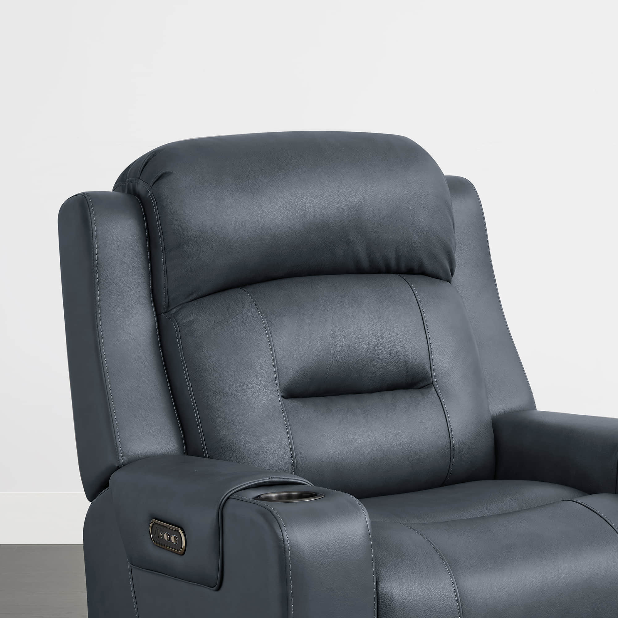Garrison Genuine Leather Power Lay Flat Recliner with Power Headrest