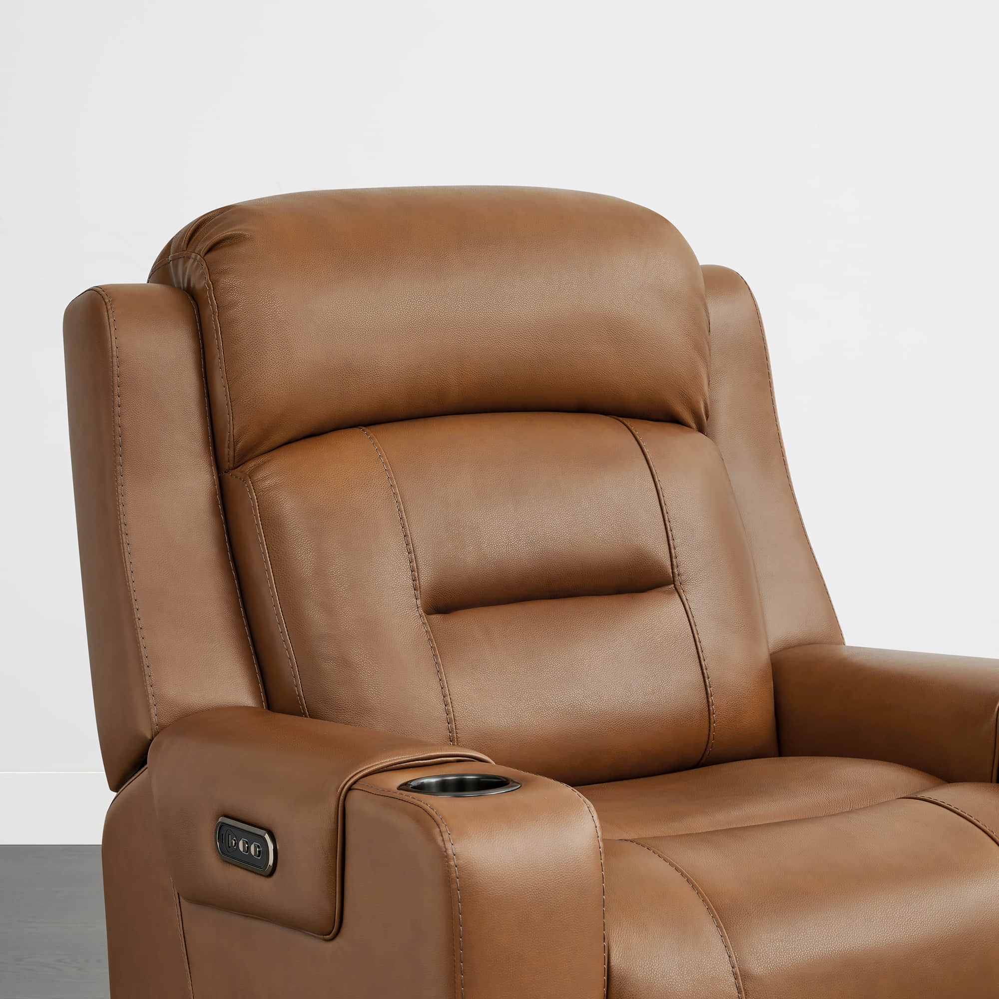 Garrison Genuine Leather Power Lay Flat Recliner with Power Headrest