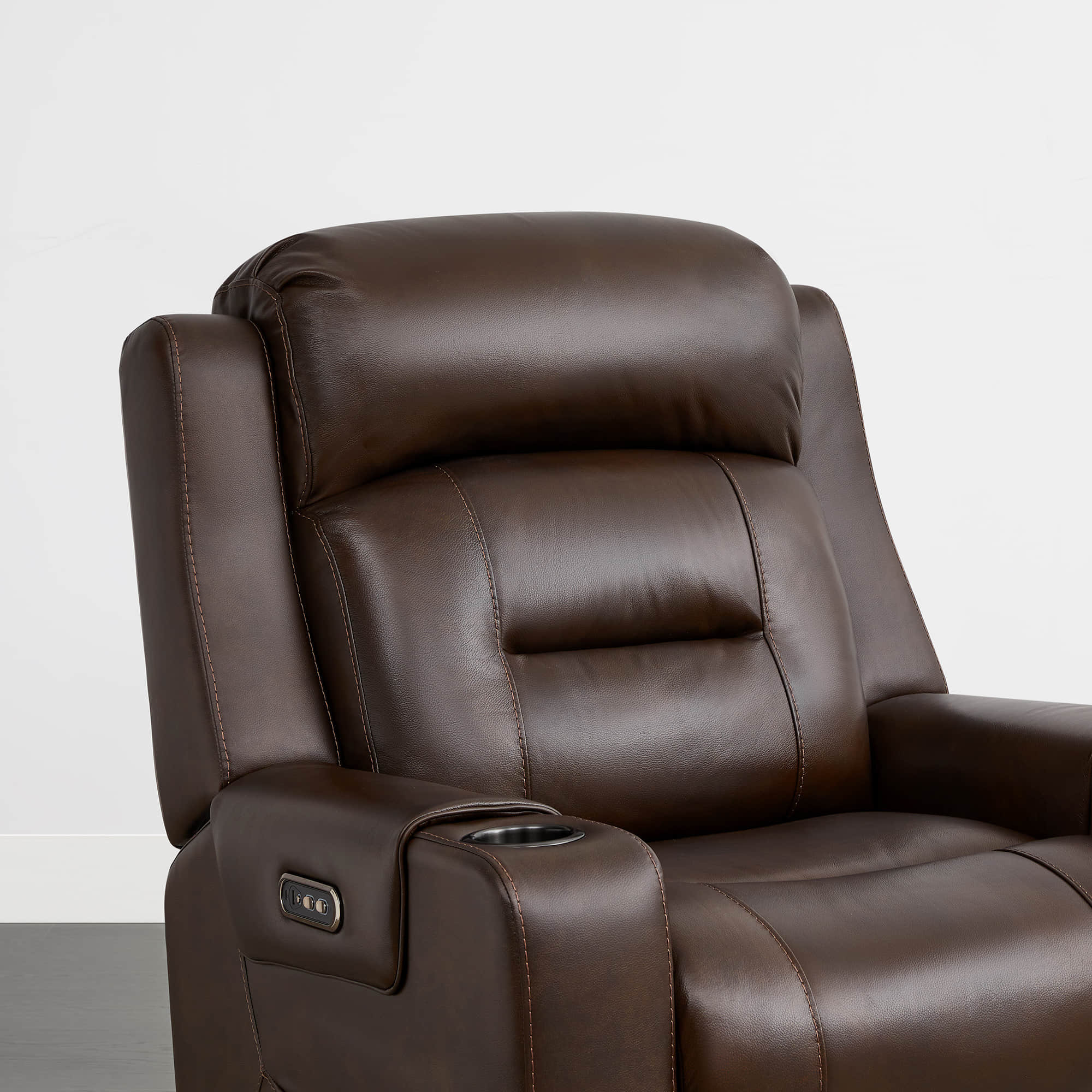 Garrison Genuine Leather Power Lay Flat Recliner with Power Headrest