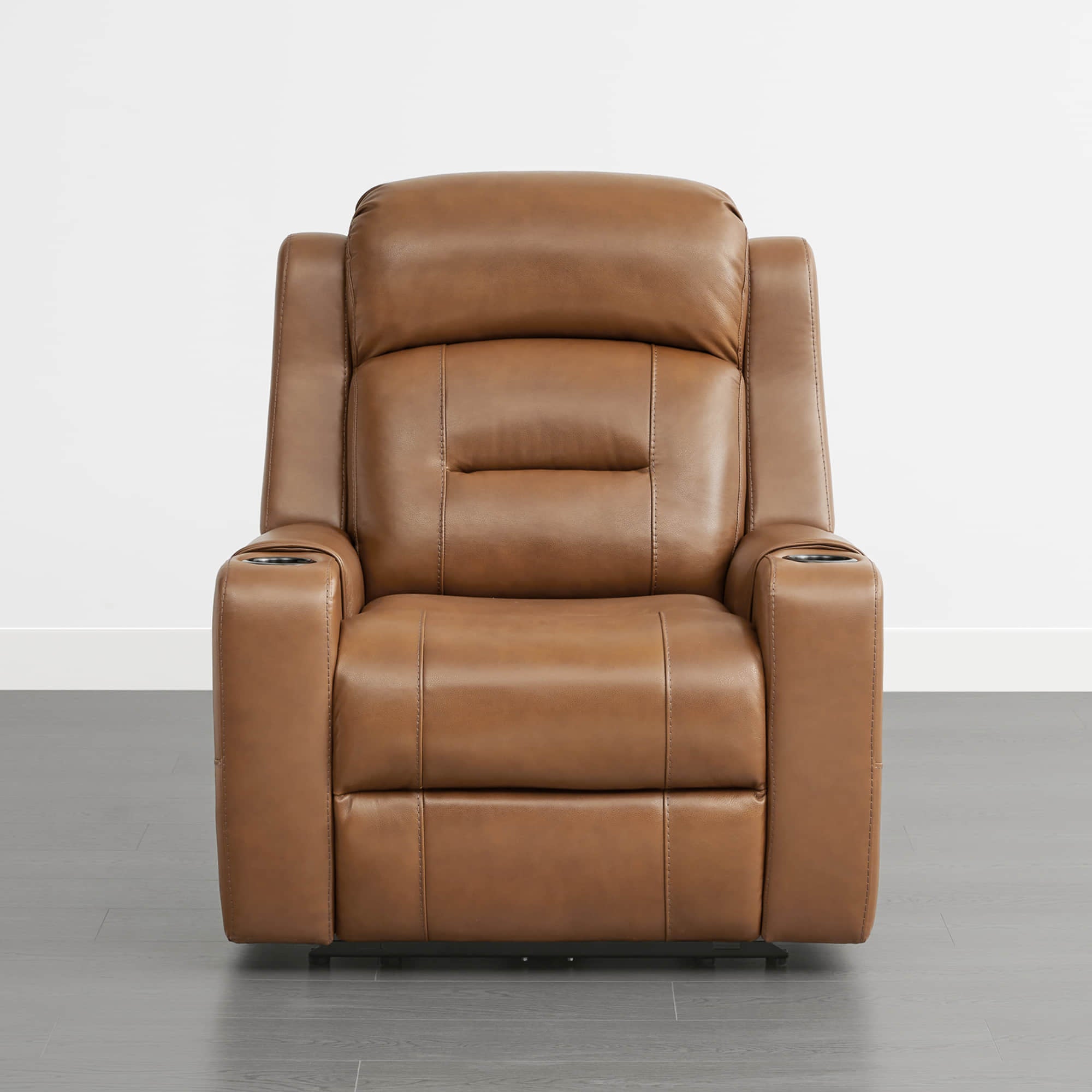 Garrison Genuine Leather Power Lay Flat Recliner with Power Headrest