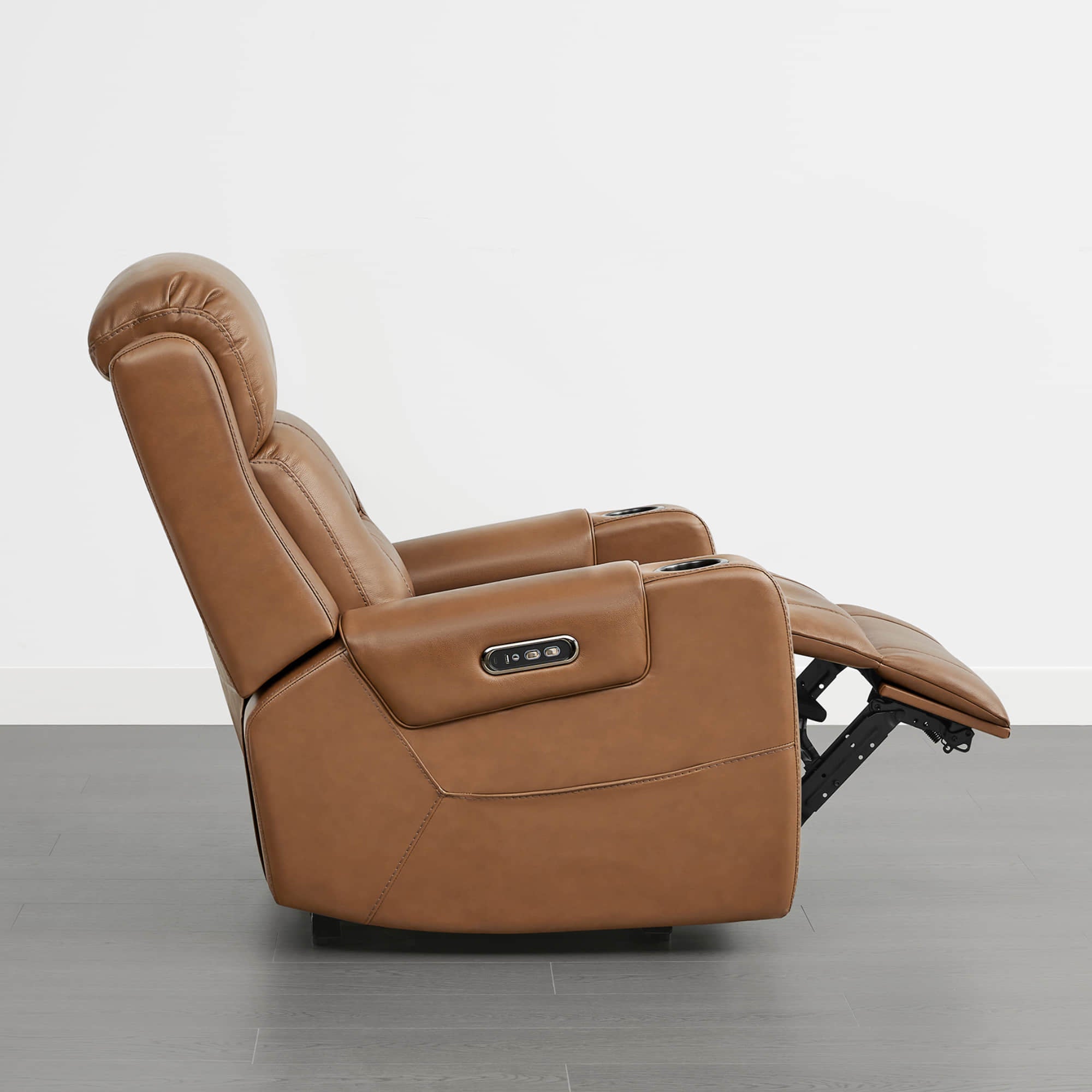 Garrison Genuine Leather Power Lay Flat Recliner with Power Headrest
