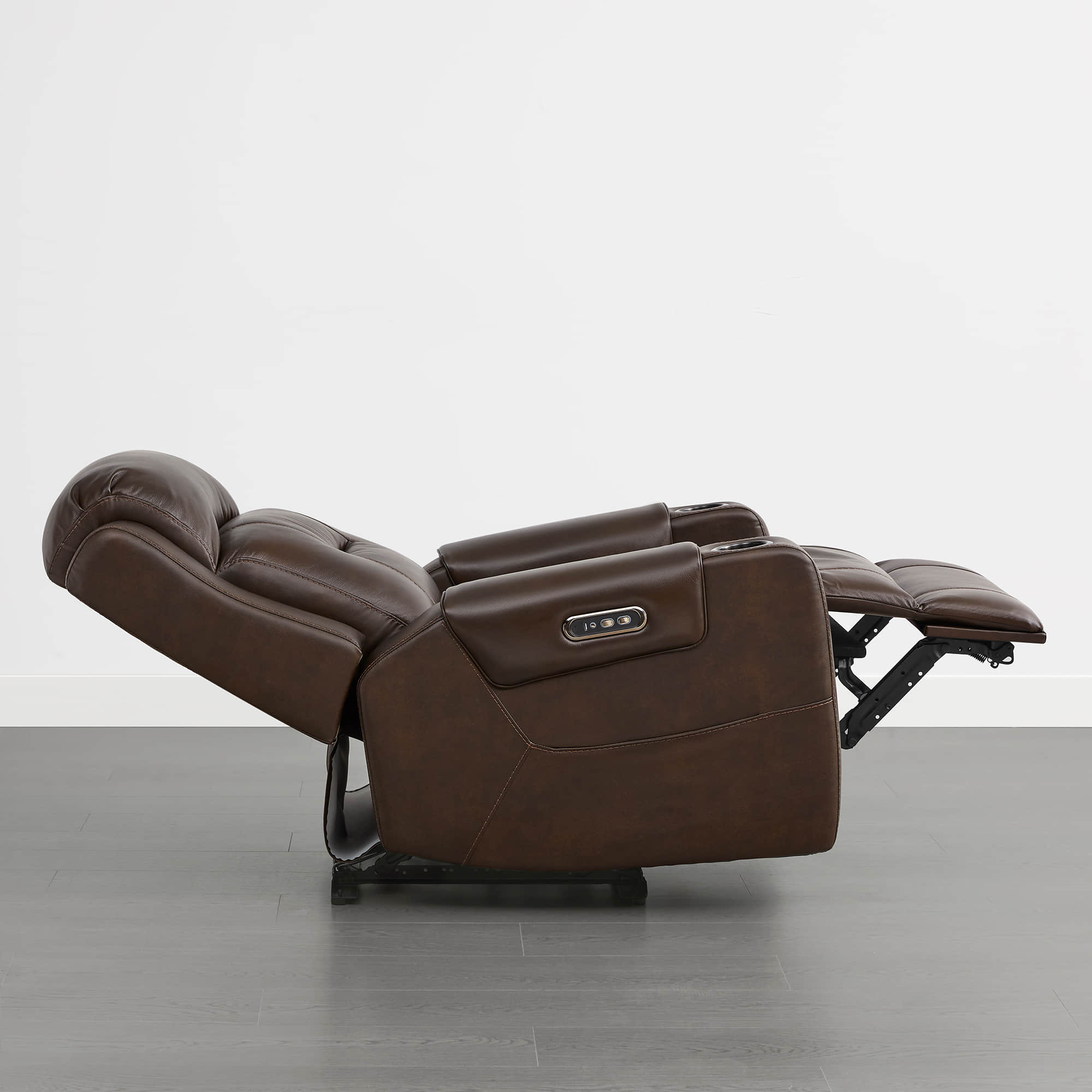 Garrison Genuine Leather Power Lay Flat Recliner with Power Headrest