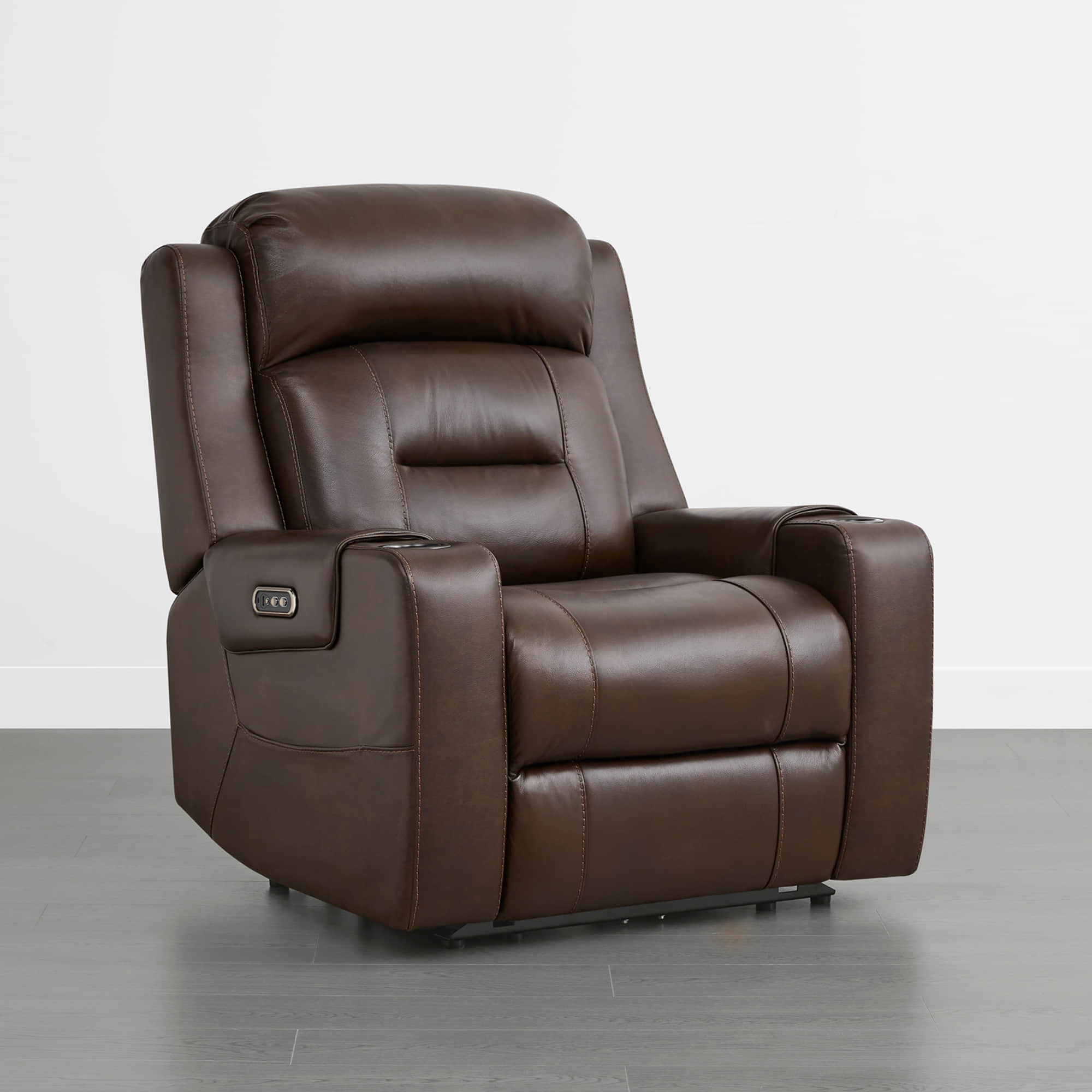 Garrison Genuine Leather Power Lay Flat Recliner with Power Headrest