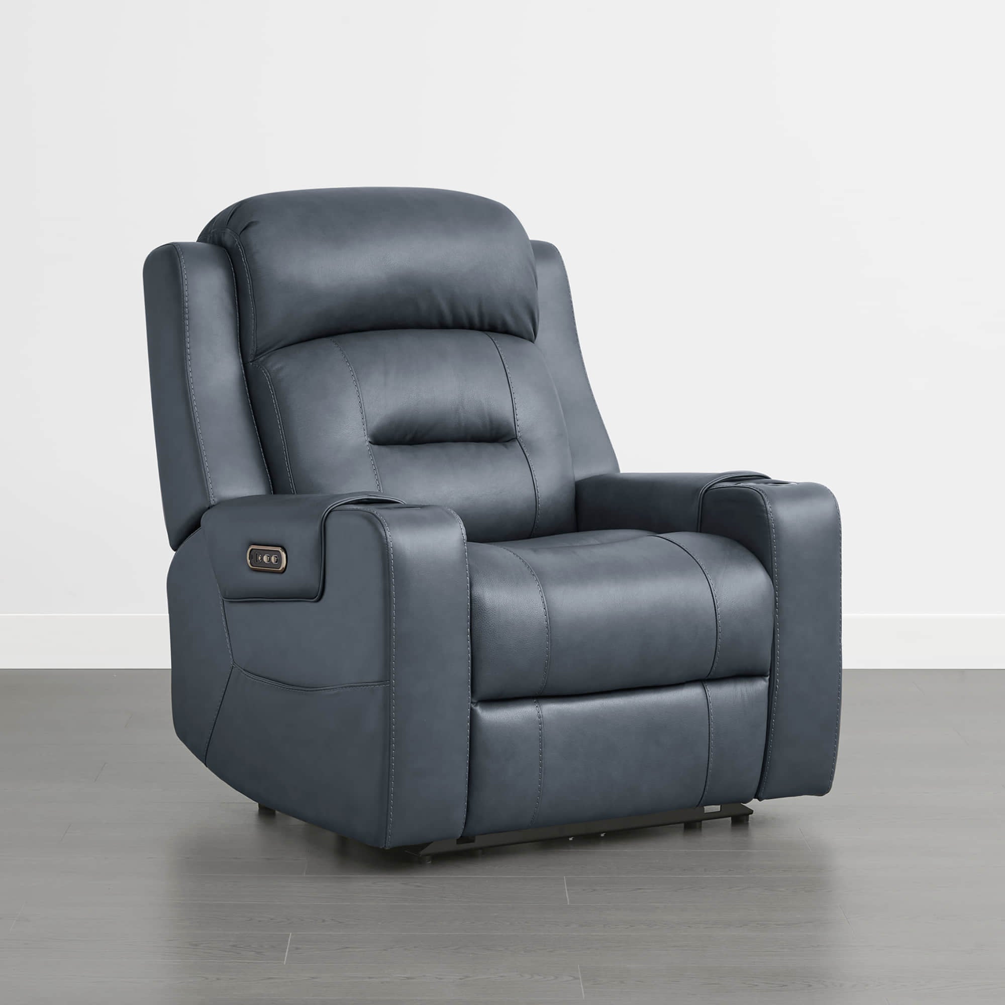 Garrison Genuine Leather Power Lay Flat Recliner with Power Headrest