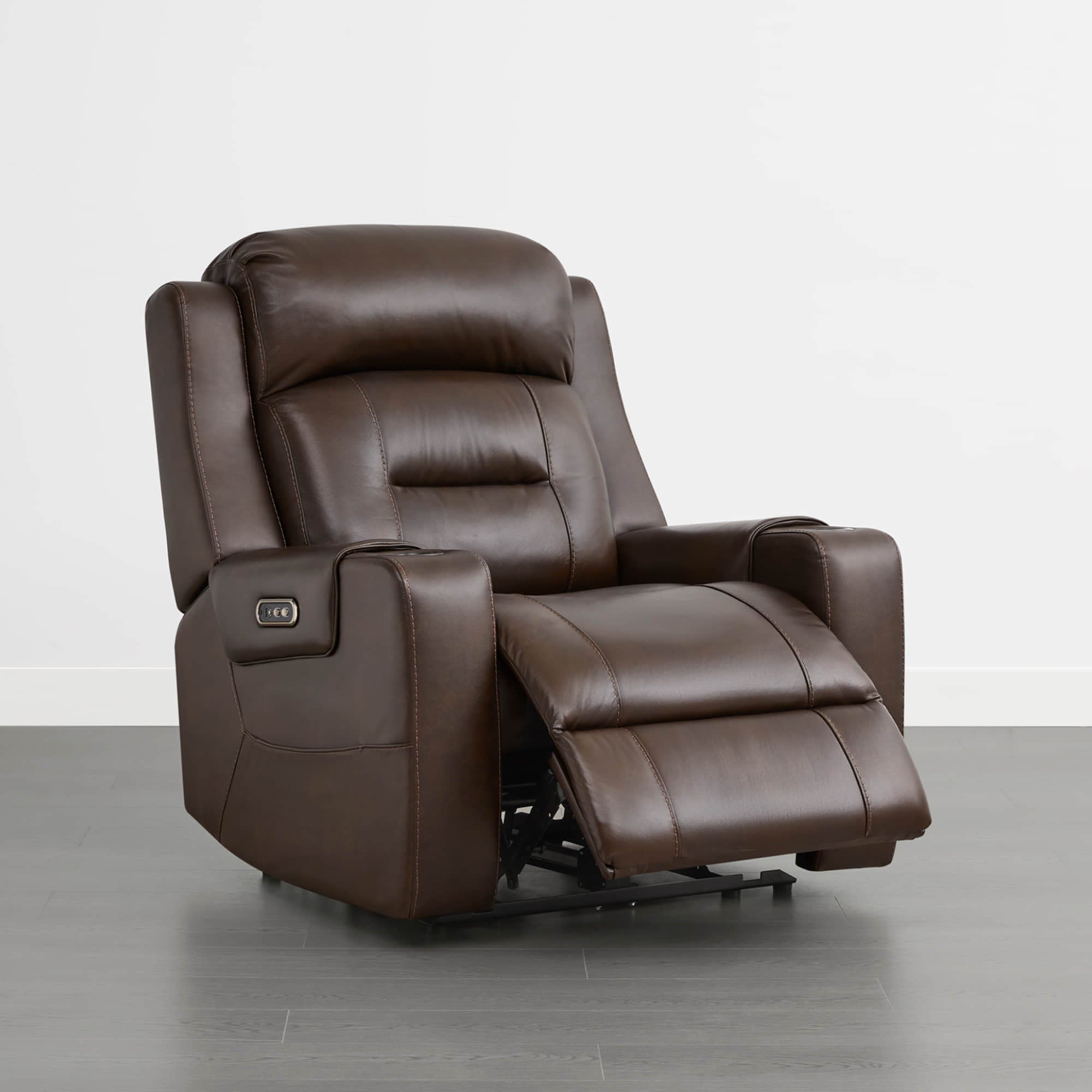 Garrison Genuine Leather Power Lay Flat Recliner with Power Headrest