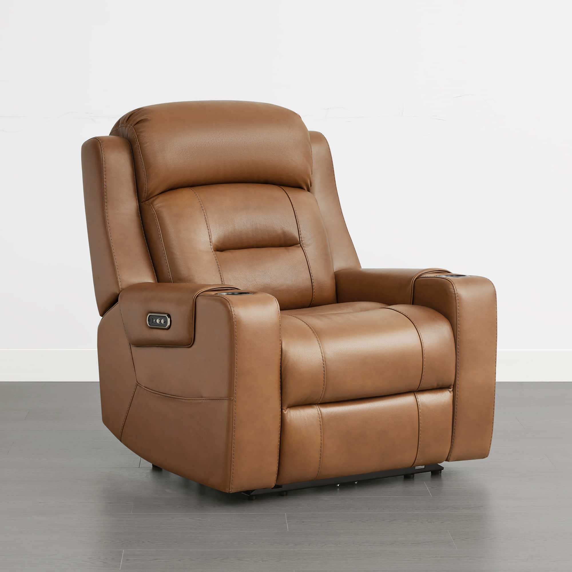 Garrison Genuine Leather Power Lay Flat Recliner with Power Headrest