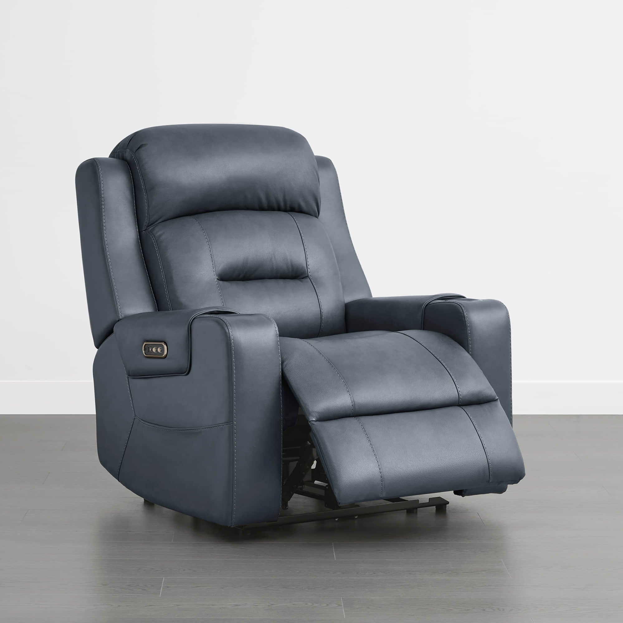 Garrison Genuine Leather Power Lay Flat Recliner with Power Headrest