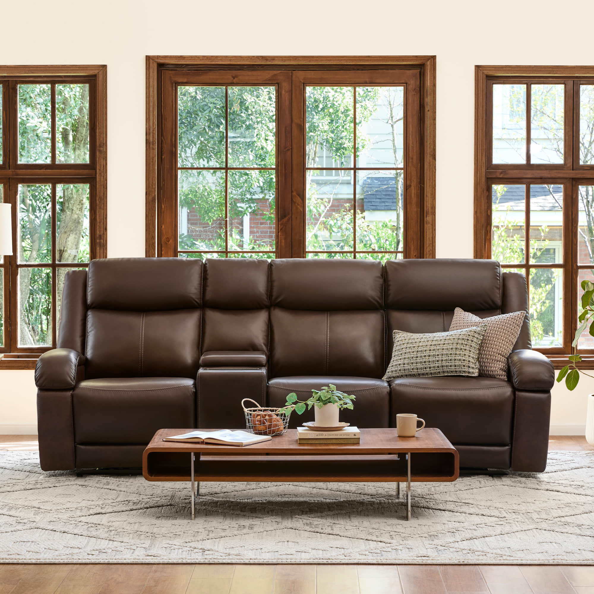 Isaac Genuine Leather Wall Hugger Power Reclining Sofa with Power Headrest