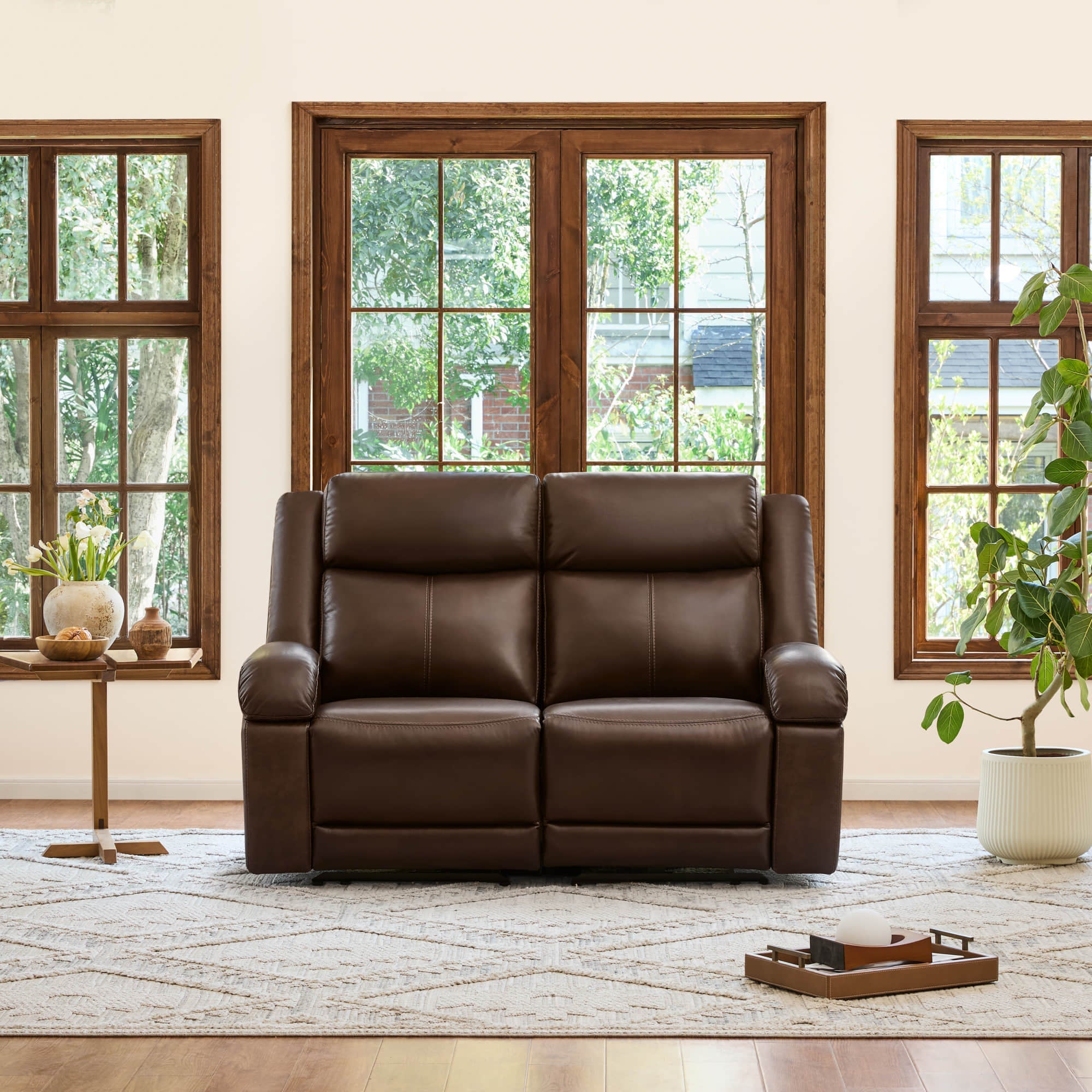 Isaac Genuine Leather Wall Hugger Power Reclining Sofa with Power Headrest