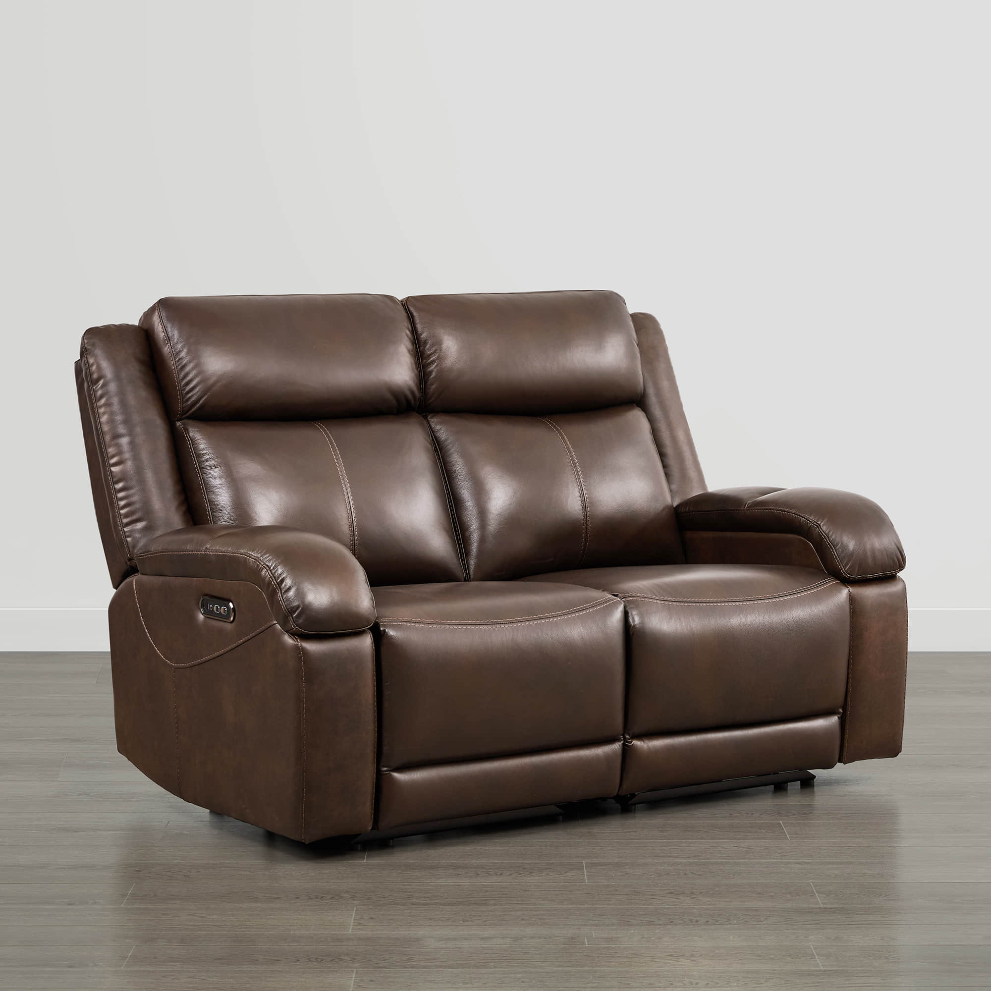Isaac Genuine Leather Wall Hugger Power Reclining Sofa with Power Headrest