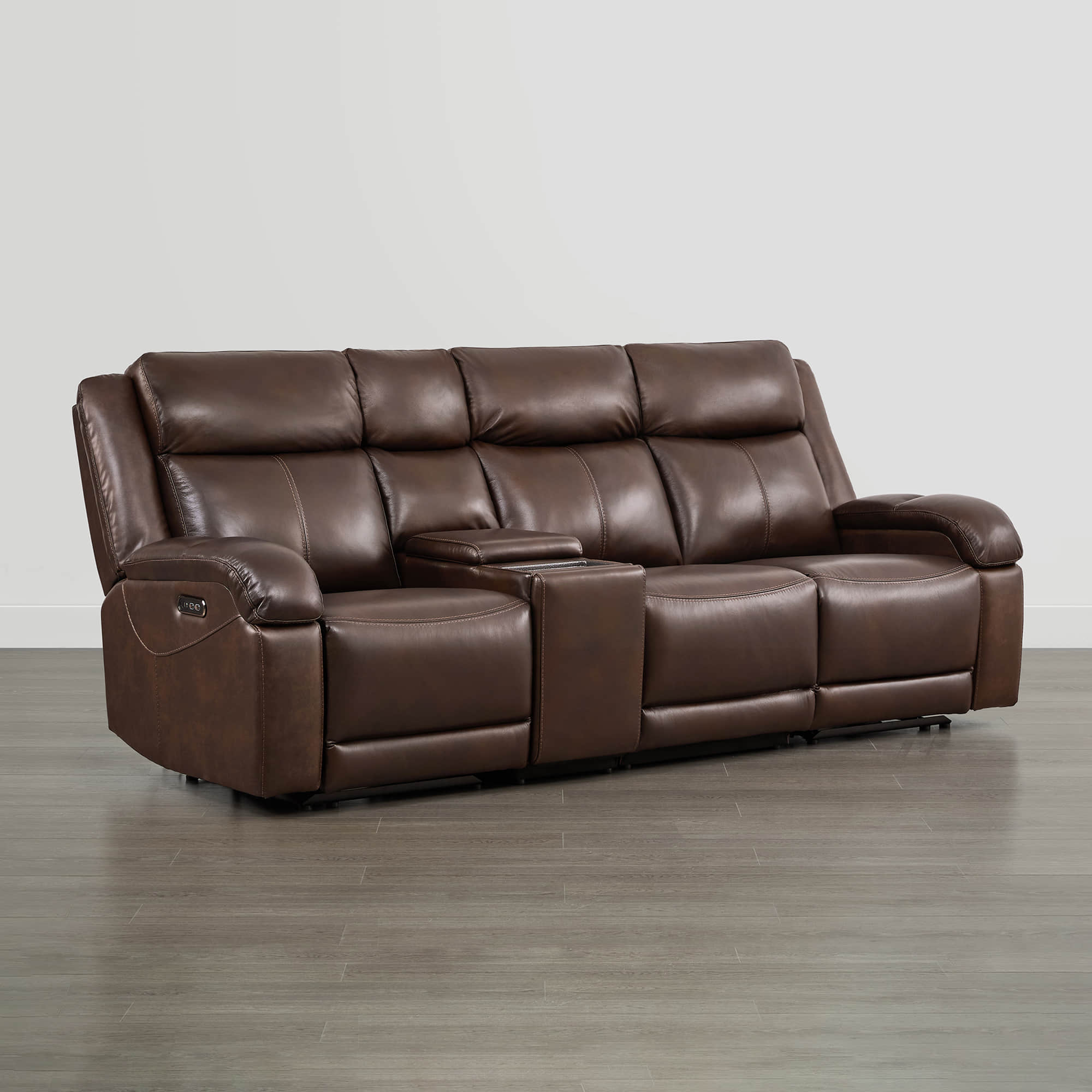 Isaac Genuine Leather Wall Hugger Power Reclining Sofa with Power Headrest