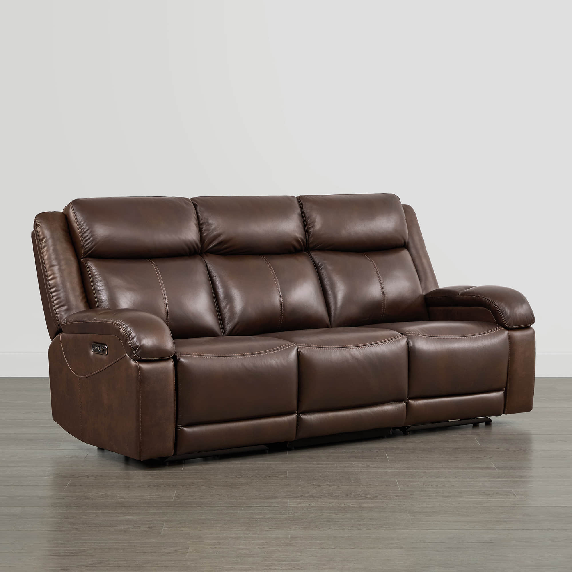 Isaac Genuine Leather Wall Hugger Power Reclining Sofa with Power Headrest