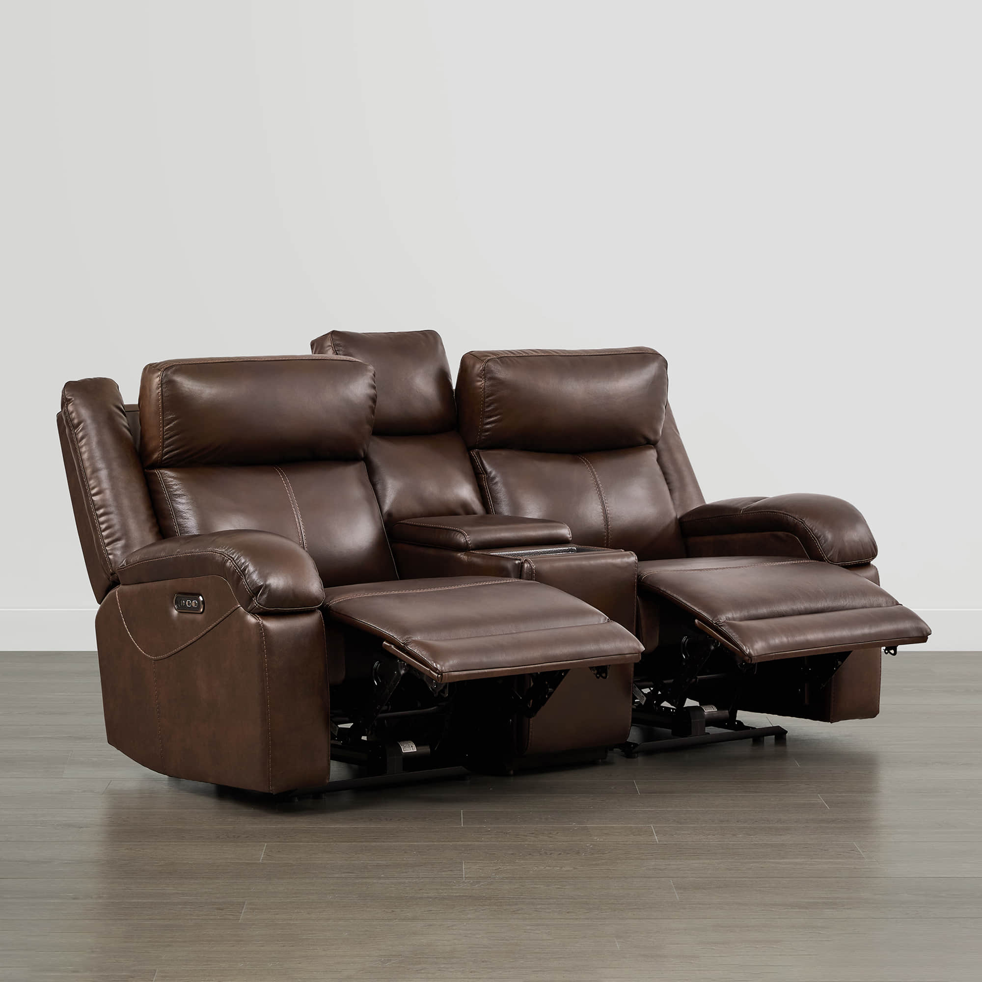 Isaac Genuine Leather Wall Hugger Power Reclining Sofa with Power Headrest