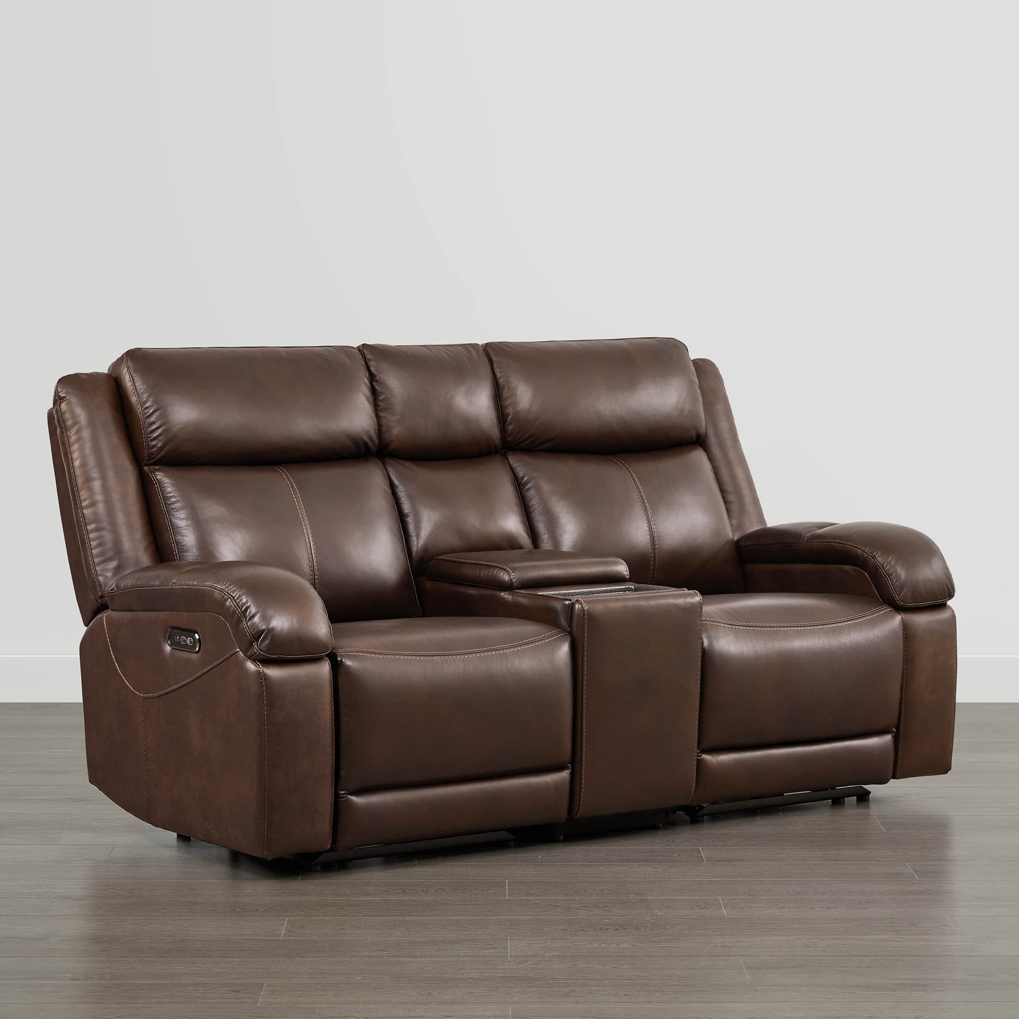 Isaac Genuine Leather Wall Hugger Power Reclining Sofa with Power Headrest