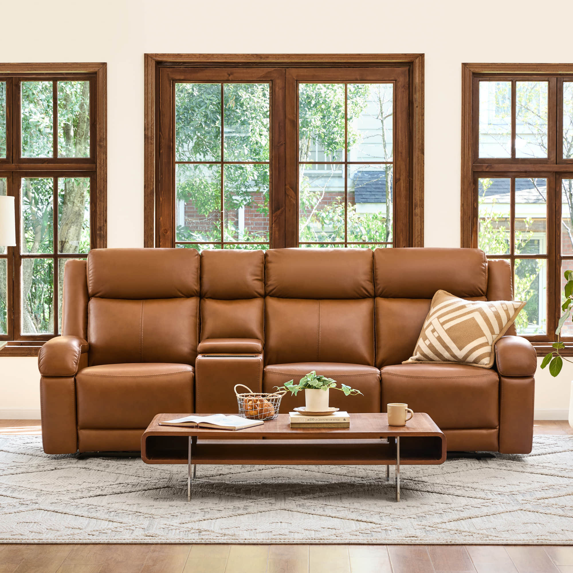 Isaac Genuine Leather Wall Hugger Power Reclining Sofa with Power Headrest