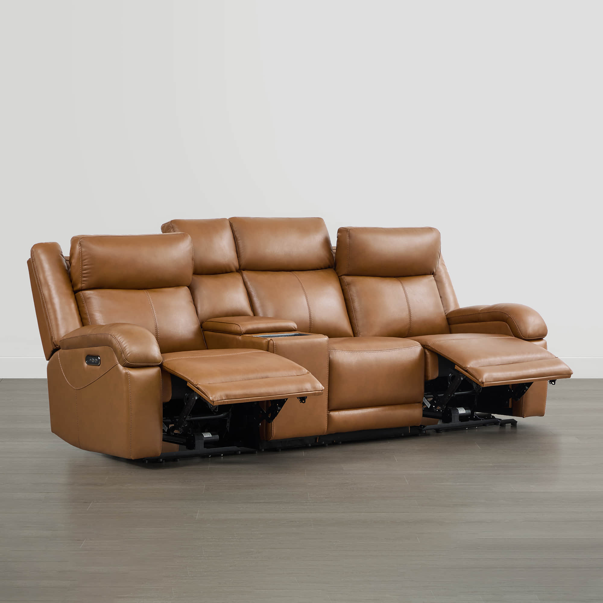 Isaac Genuine Leather Wall Hugger Power Reclining Sofa with Power Headrest