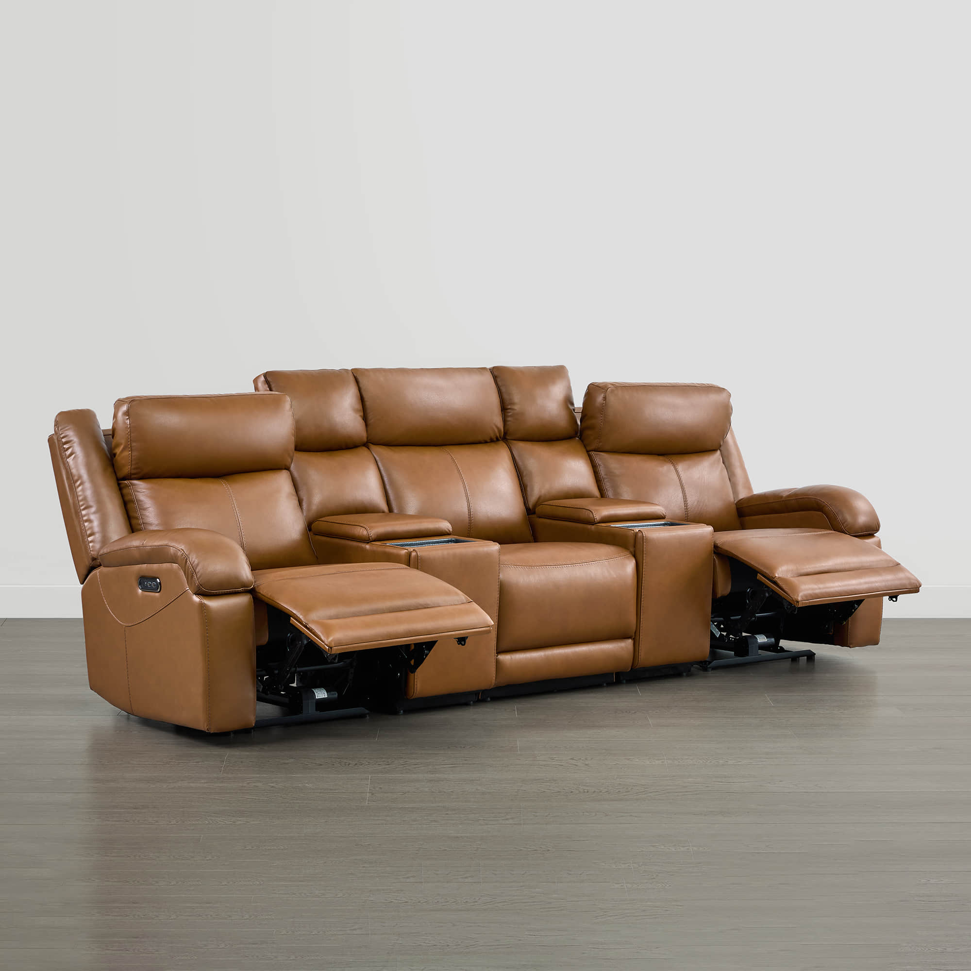 Isaac Genuine Leather Wall Hugger Power Reclining Sofa with Power Headrest