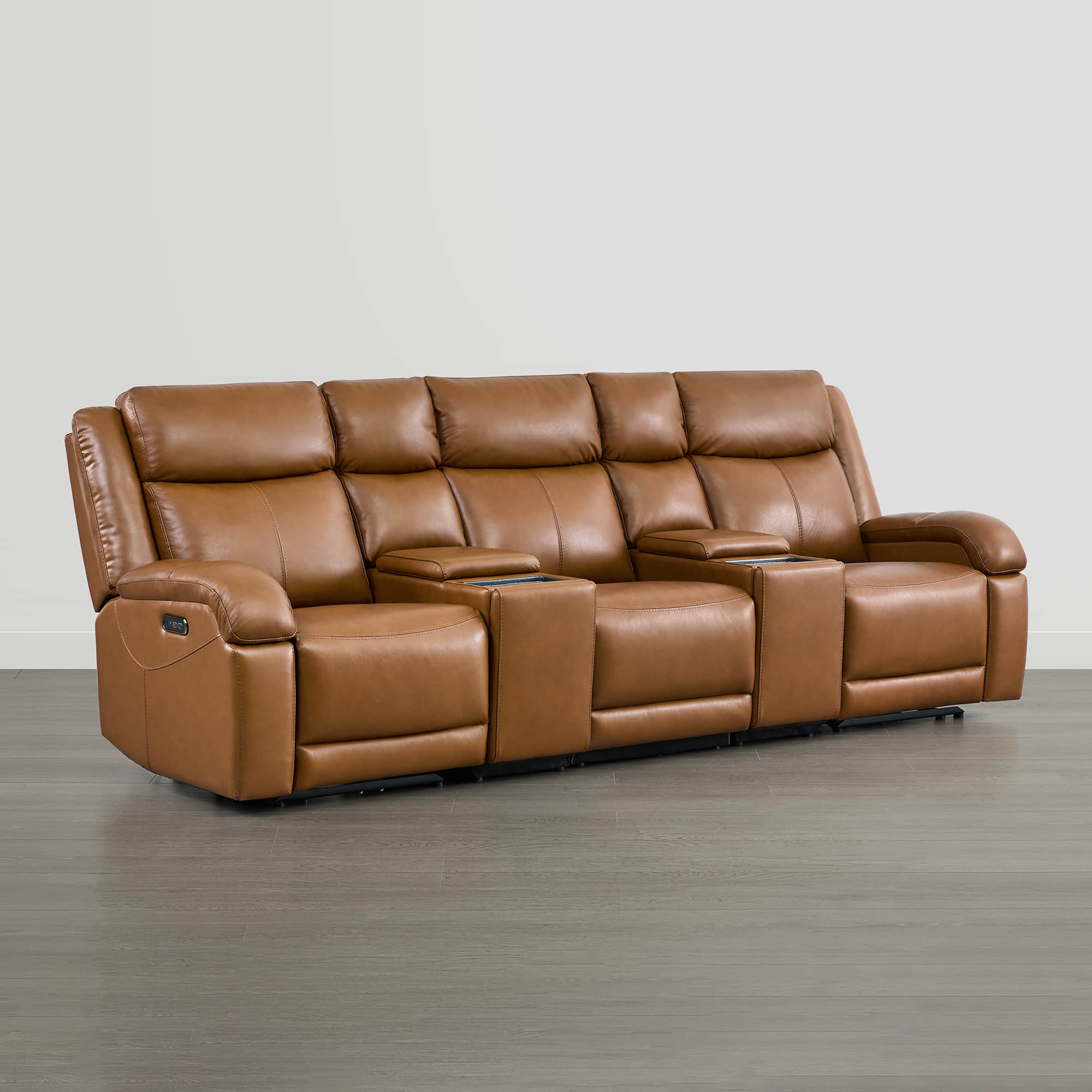 Isaac Genuine Leather Wall Hugger Power Reclining Sofa with Power Headrest
