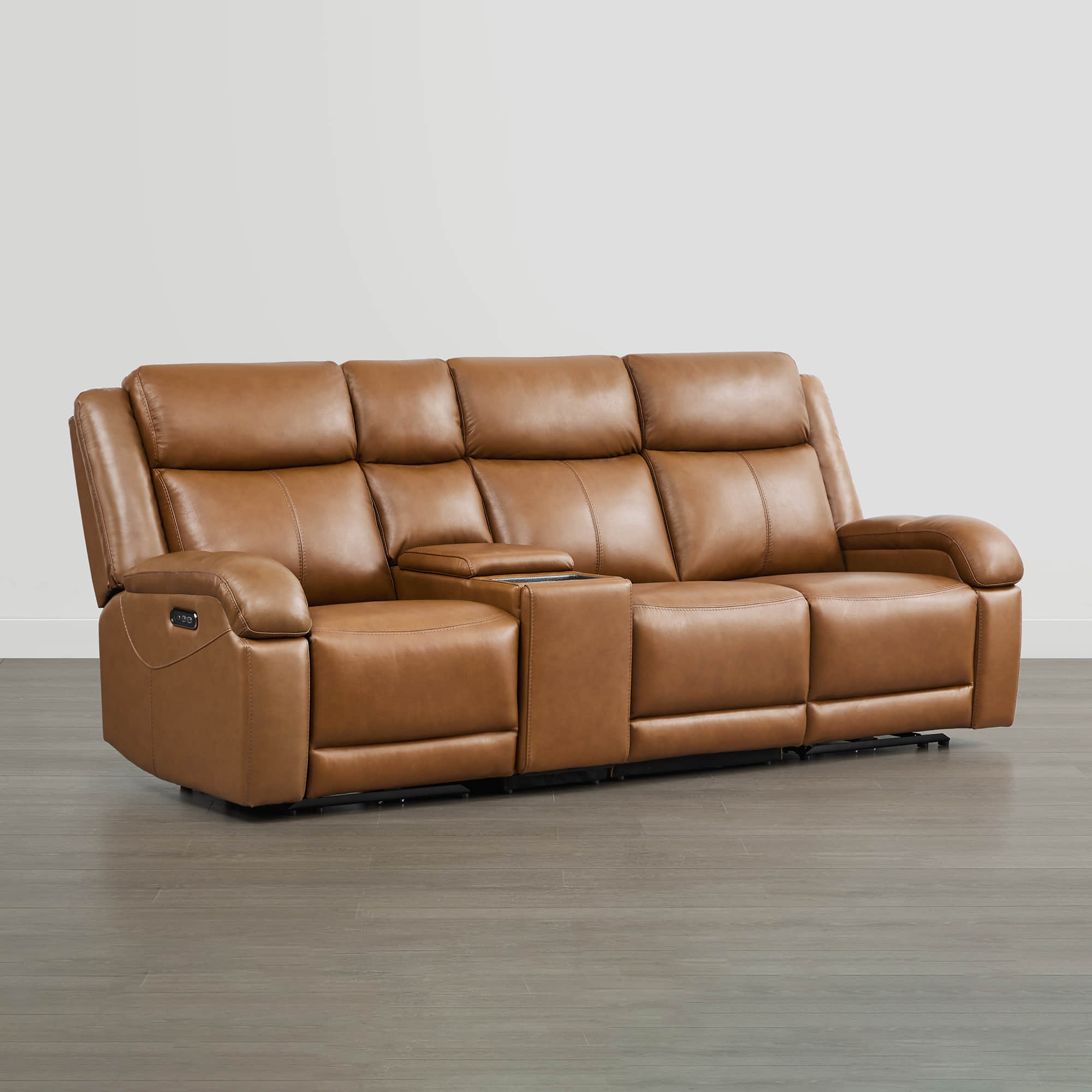 Isaac Genuine Leather Wall Hugger Power Reclining Sofa with Power Headrest